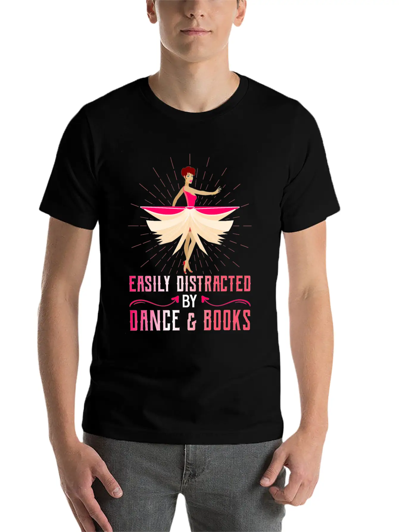 Easily Distracted By Dance And Books Dancing Dance Stylish Everyday T-Shirt – Unisex Basic Cotton Tee