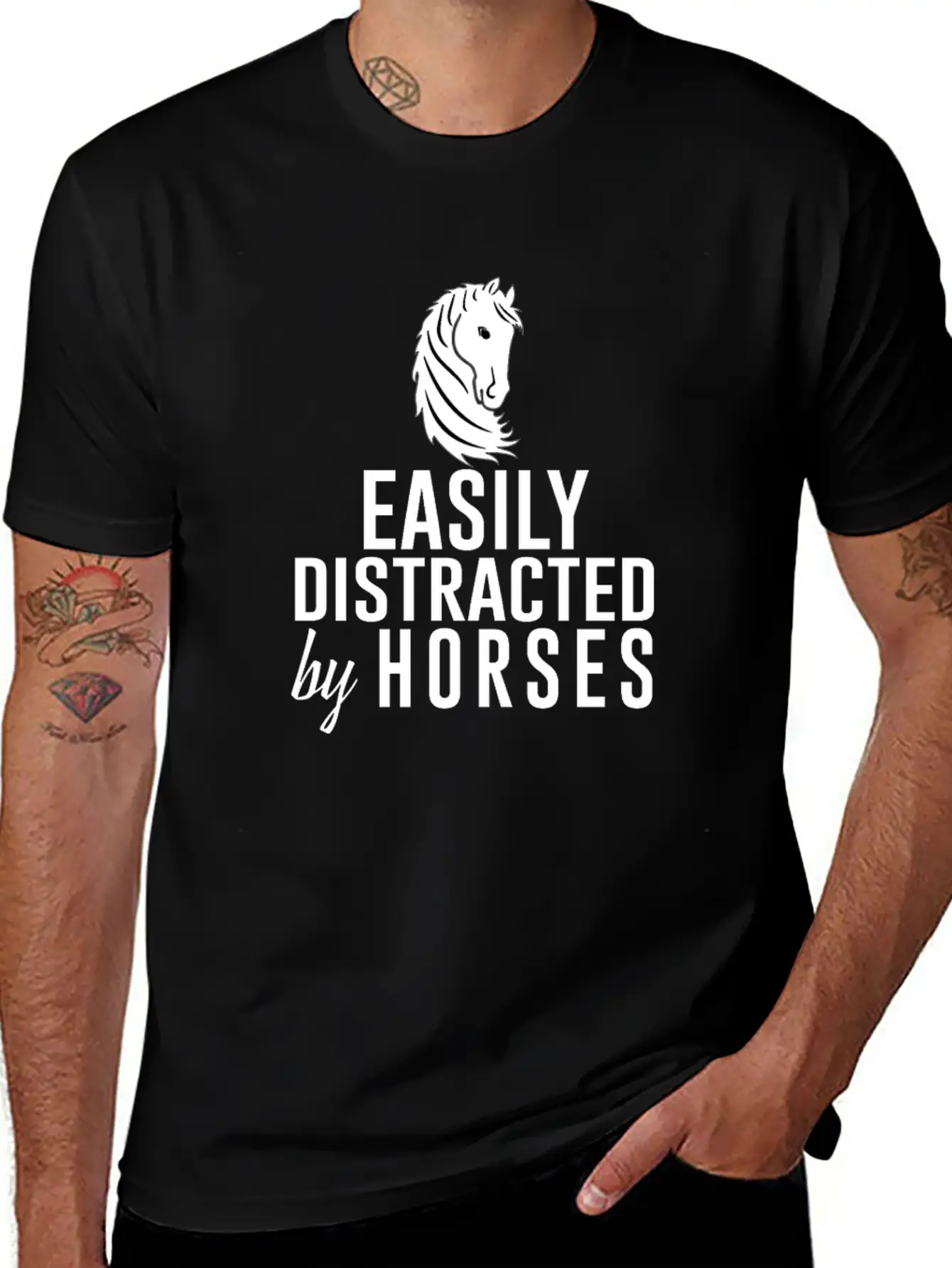 Easily Distracted By Horses Essential Cotton Tee For Daily Outfits – Unisex Style
