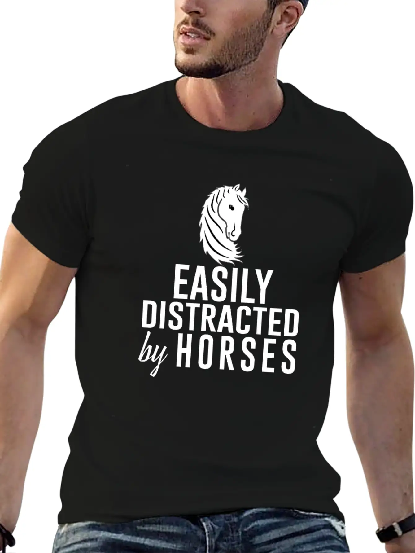 Easily Distracted By Horses Essential Cotton Tee For Daily Outfits – Unisex Style