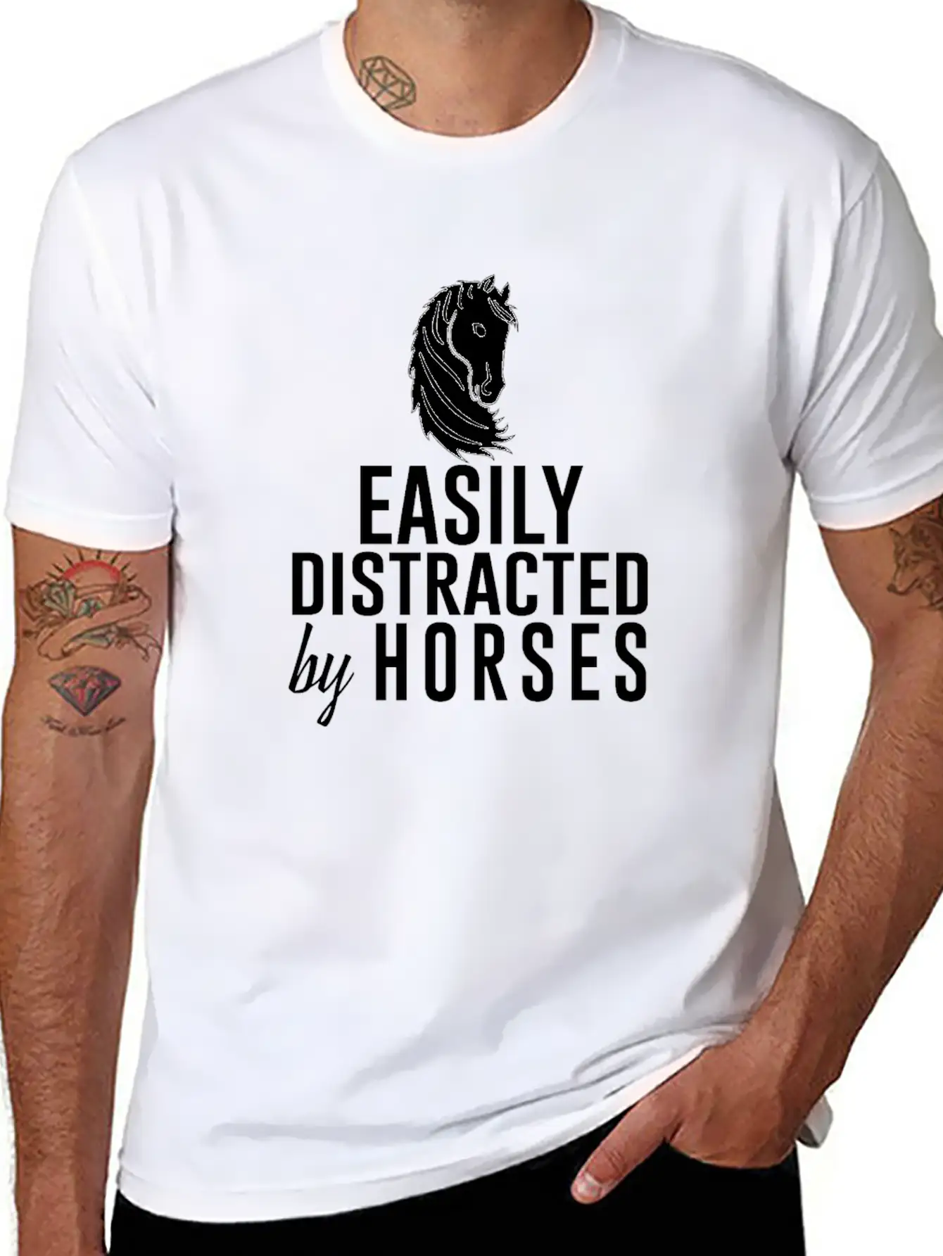 Easily Distracted By Horses Essential Cotton Tee For Daily Outfits – Unisex Style