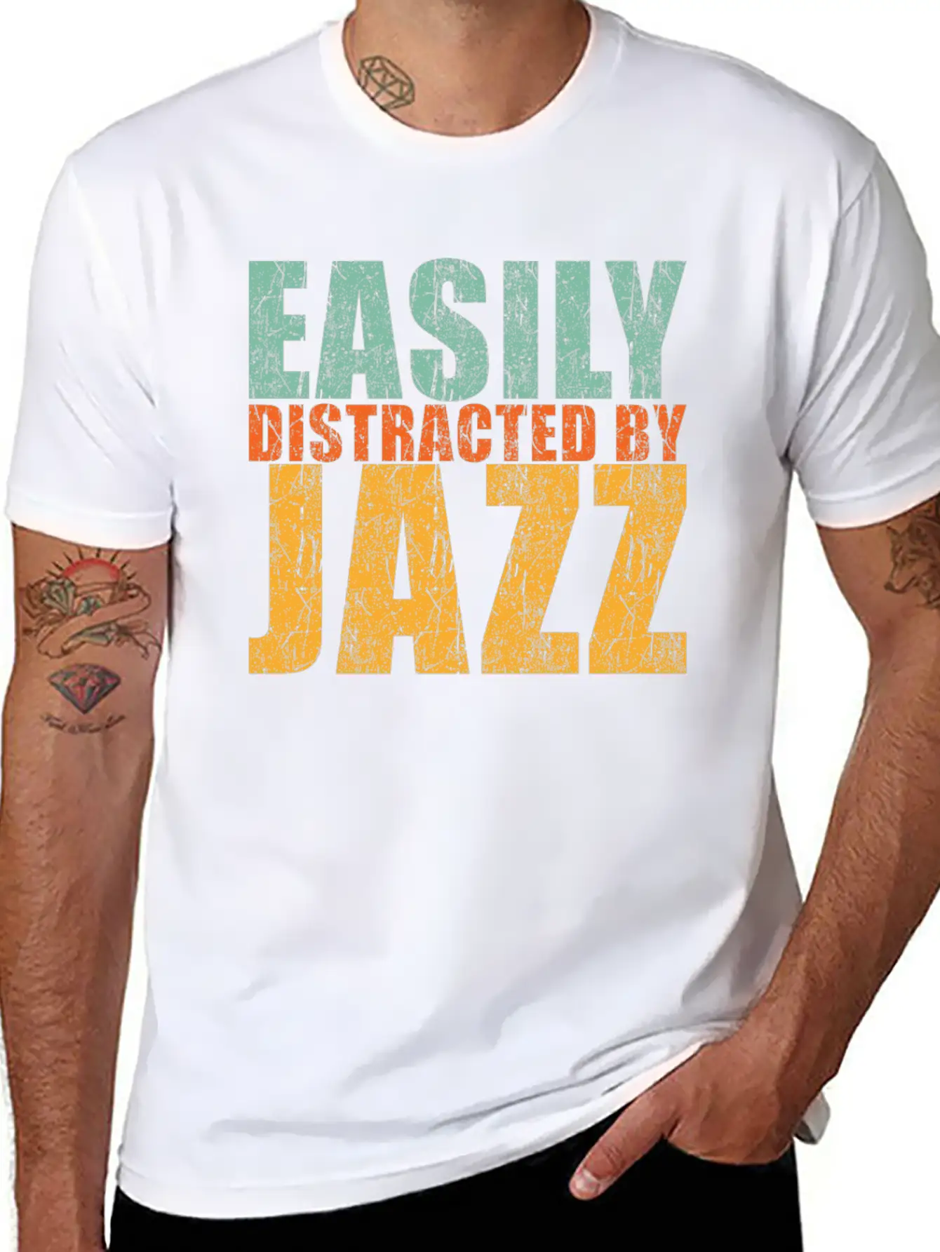 Easily Distracted By Jazz Stylish Everyday T-Shirt – Unisex Basic Cotton Tee