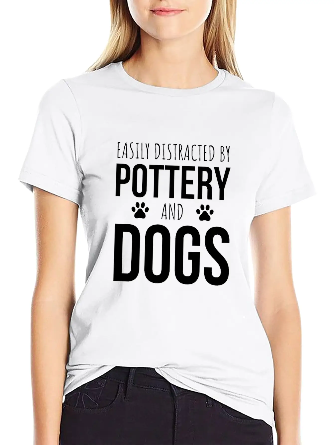 Easily Distracted By Pottery And Dogs Simple Everyday Graphic Tee – Lightweight Summer Wear