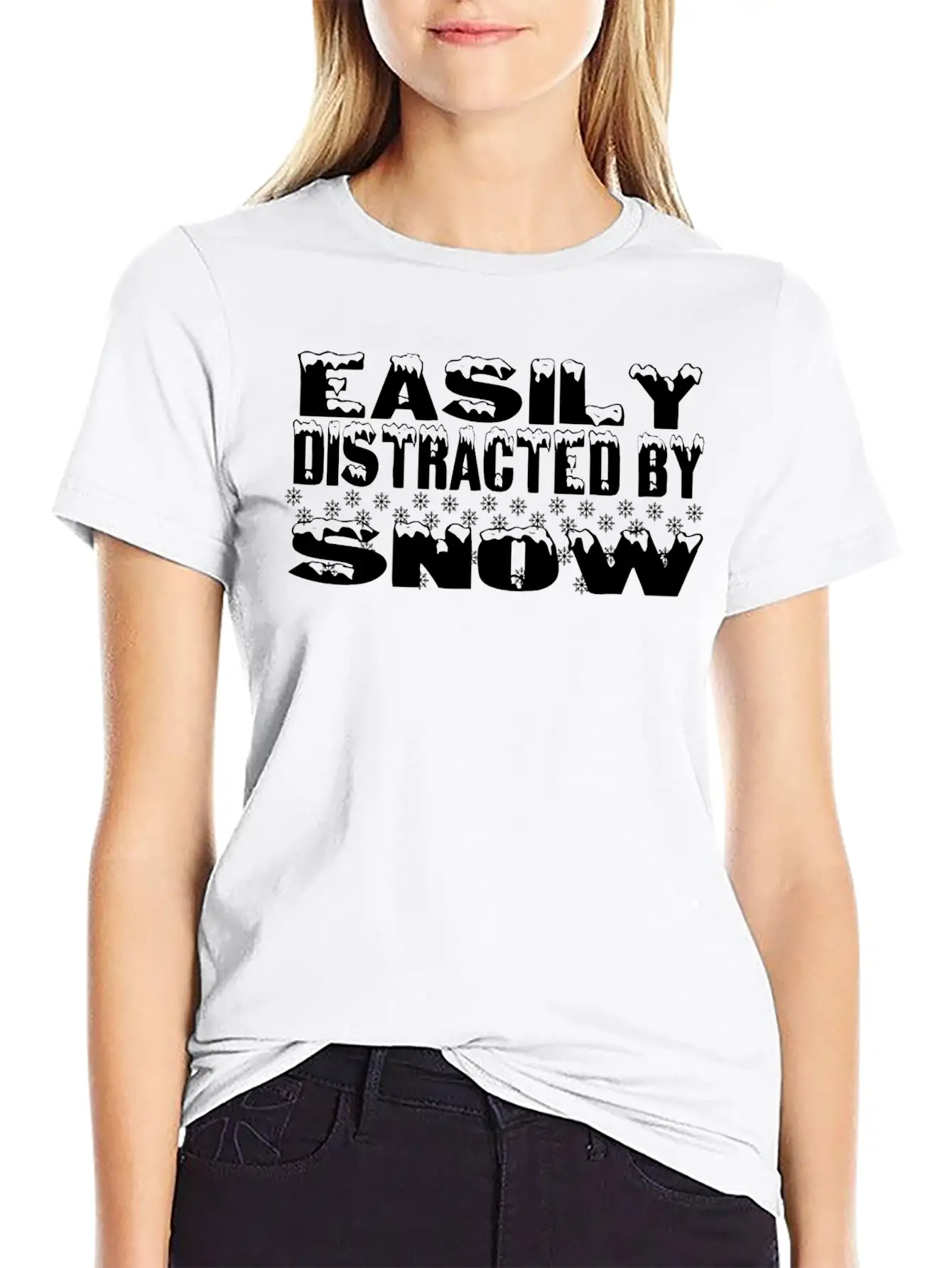 Easily Distracted By Snow Basic Graphic T-Shirt – Daily Comfort In Soft Cotton