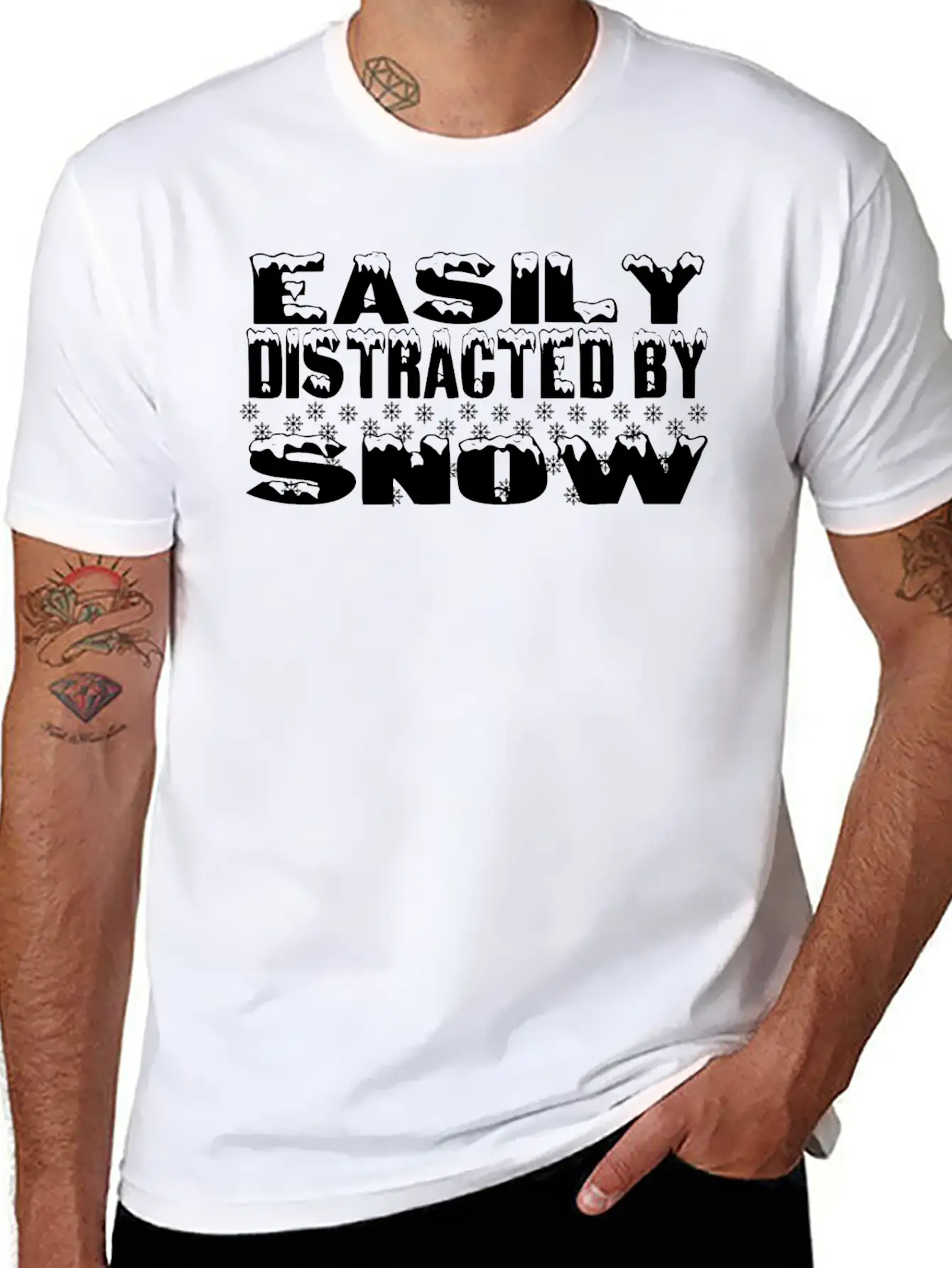 Easily Distracted By Snow Basic Graphic T-Shirt – Daily Comfort In Soft Cotton