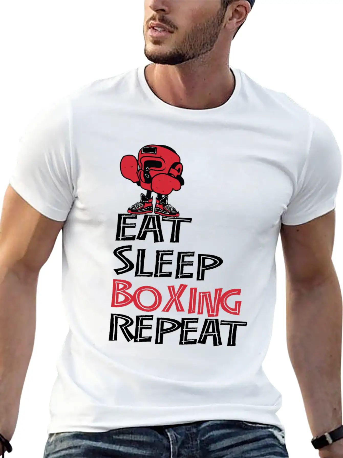 Eat Sleep Boxing Repeat Stylish Everyday T-Shirt – Unisex Basic Cotton Tee