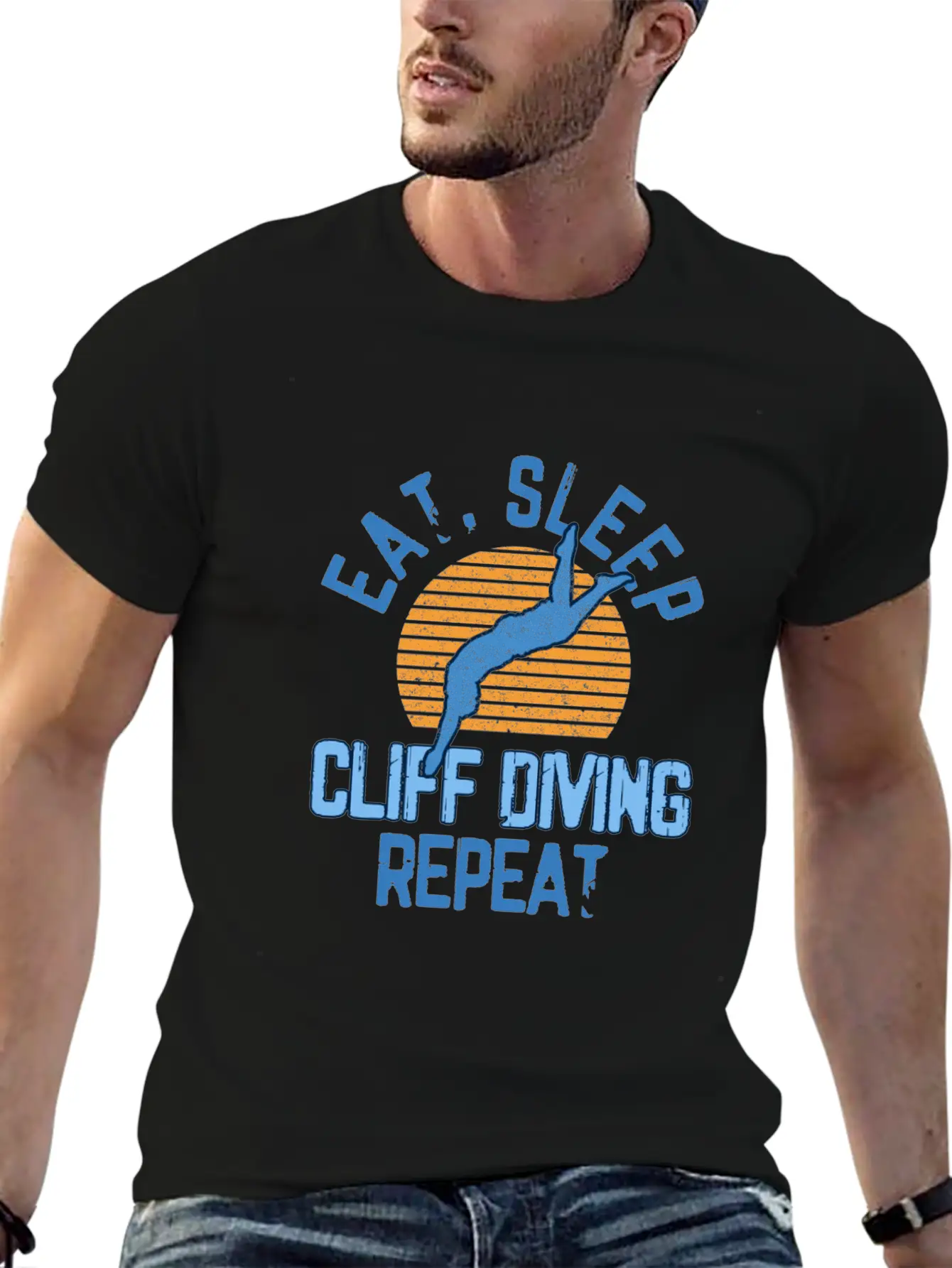Eat Sleep Cliff Jumping Cliff Diving Extreme Stylish Everyday T-Shirt – Unisex Basic Cotton Tee