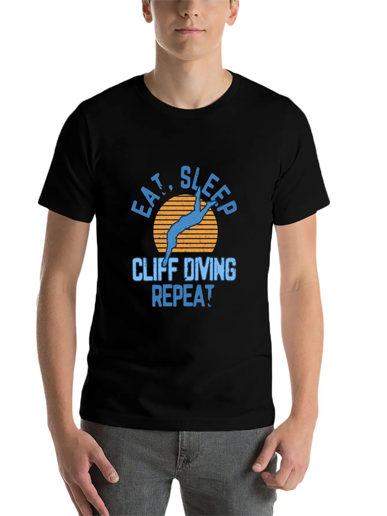 Eat Sleep Cliff Jumping Cliff Diving Extreme Stylish Everyday T-Shirt – Unisex Basic Cotton Tee