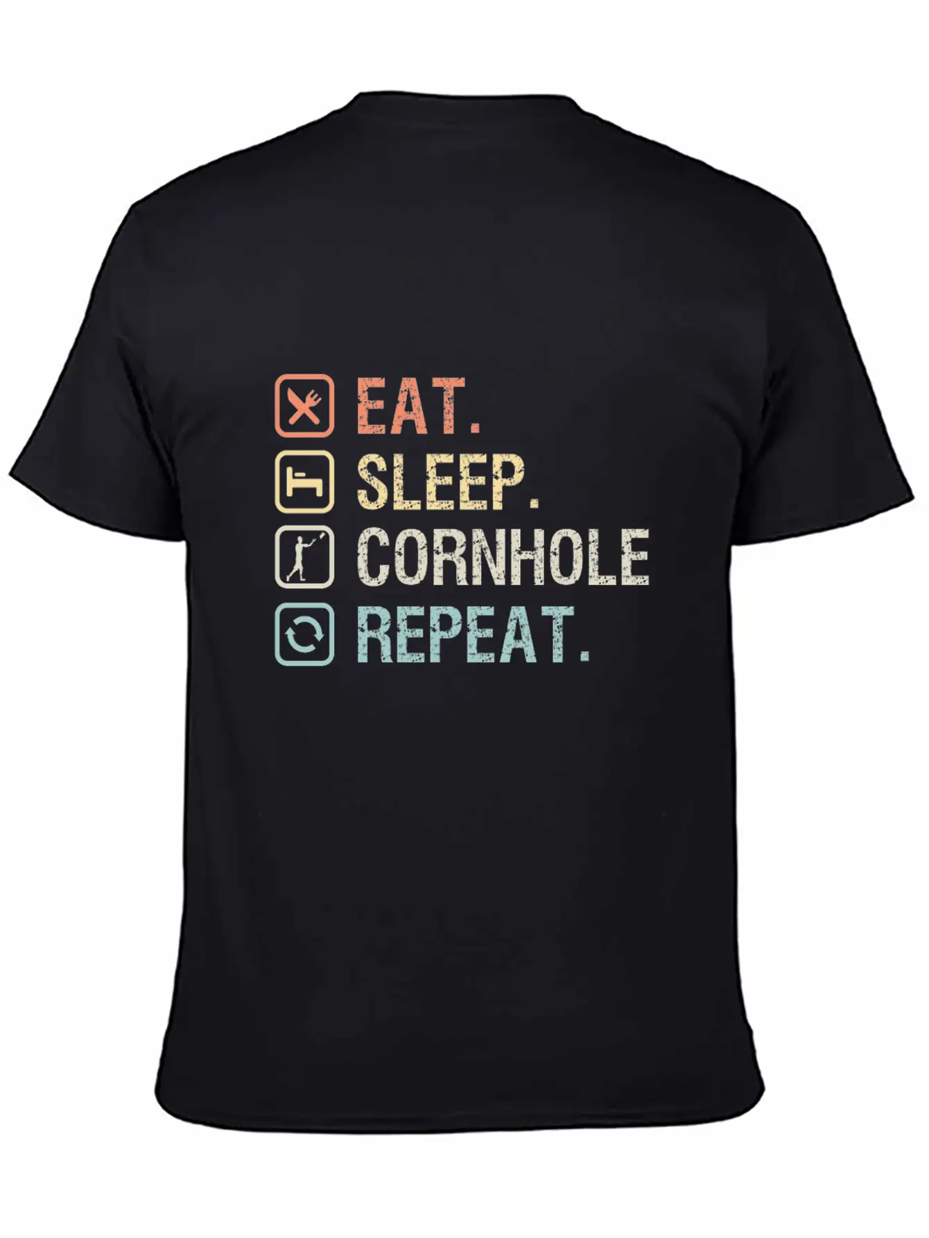 Eat Sleep Cornhole Repeat - Funny Gift Stylish Everyday T-Shirt – Unisex Basic Cotton Tee