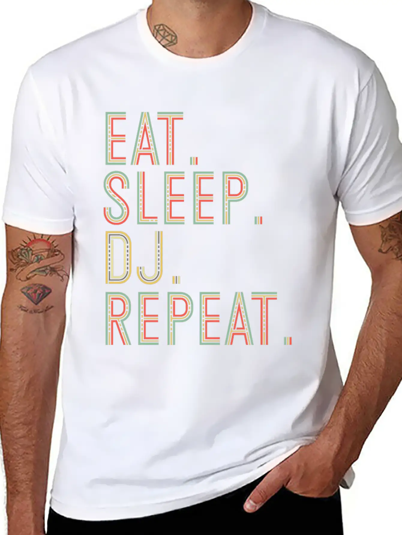 Eat. Sleep. Dj. Repeat. Nightclub Dance Rave Party Basic Graphic T-Shirt – Daily Comfort In Soft Cotton
