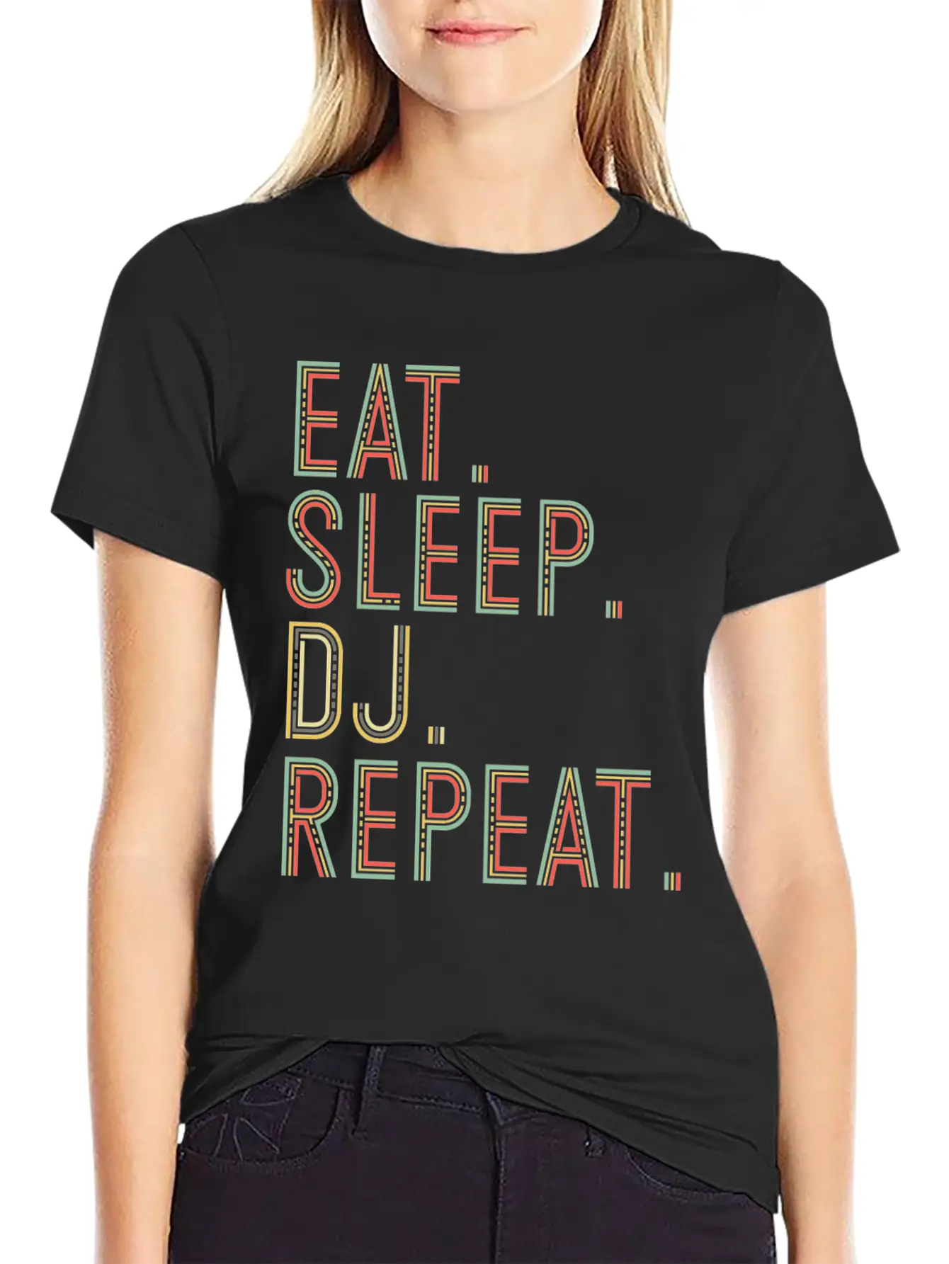 Eat. Sleep. Dj. Repeat. Nightclub Dance Rave Party Basic Graphic T-Shirt – Daily Comfort In Soft Cotton