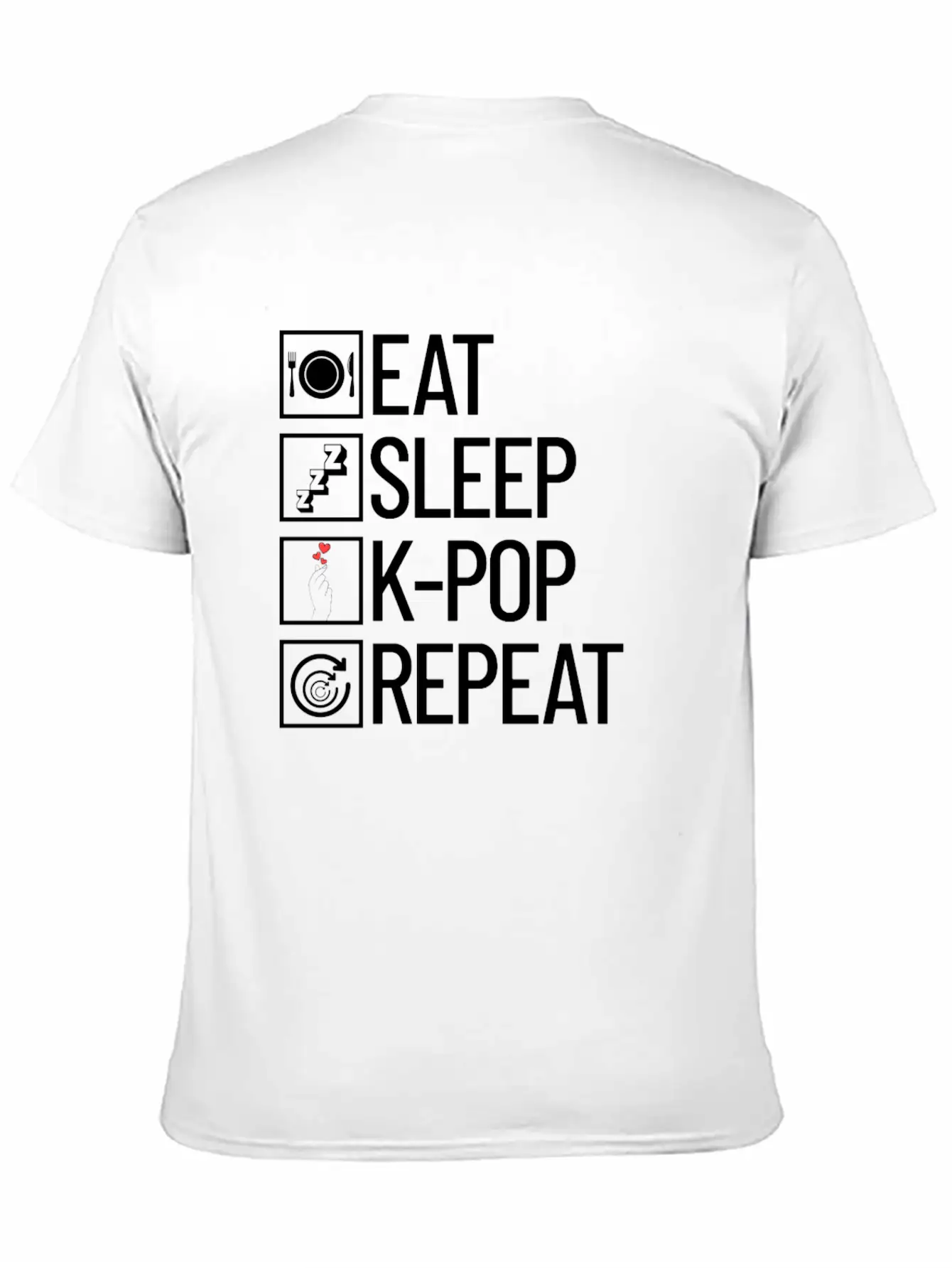 Eat Sleep K-Pop Repeat K-Pop Life Music Lover Stylish Everyday T-Shirt – Unisex Basic Cotton Tee