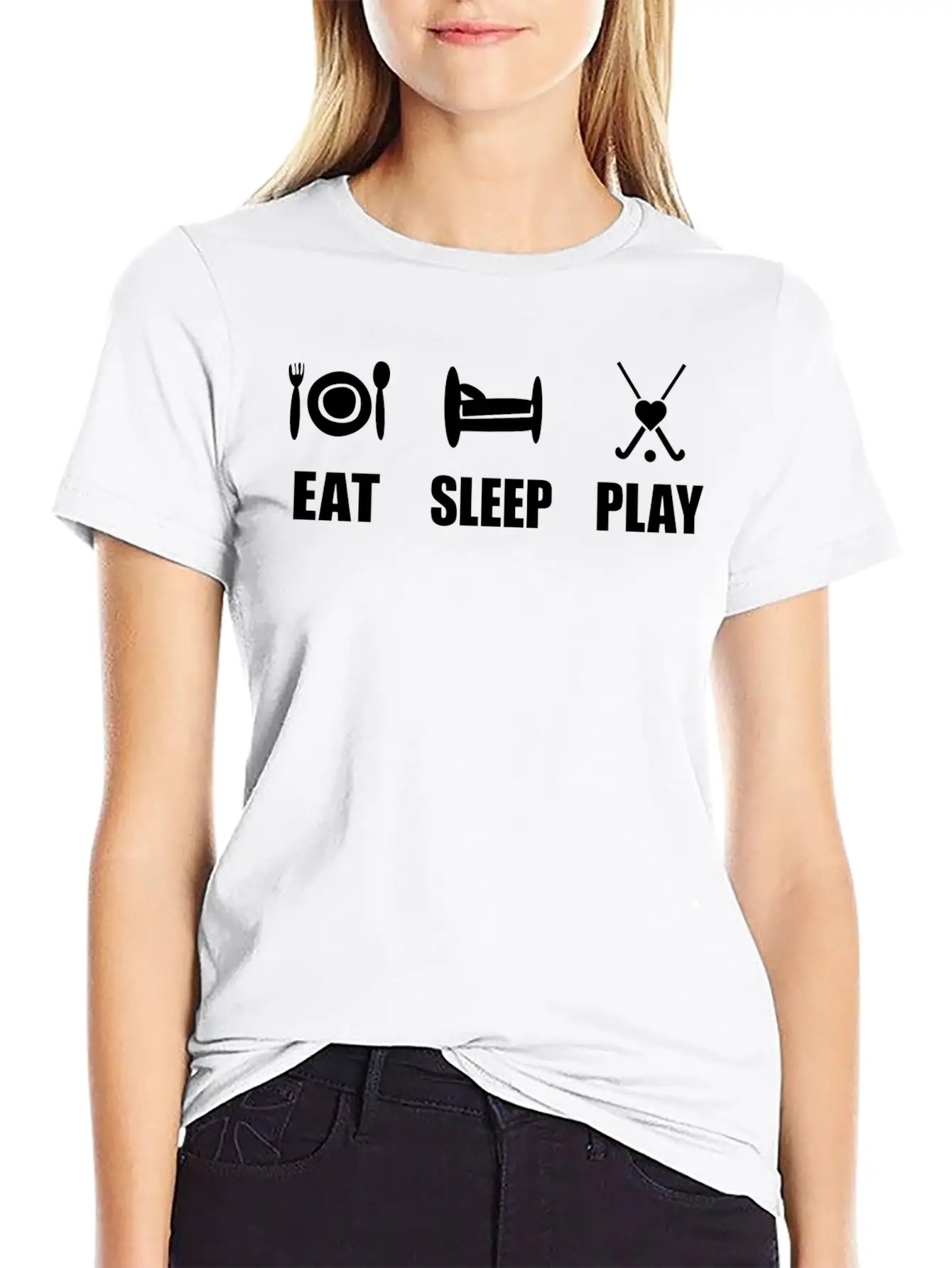 Eat Sleep Play Field Hockey Girls High School Fiel Stylish Everyday T-Shirt – Unisex Basic Cotton Tee
