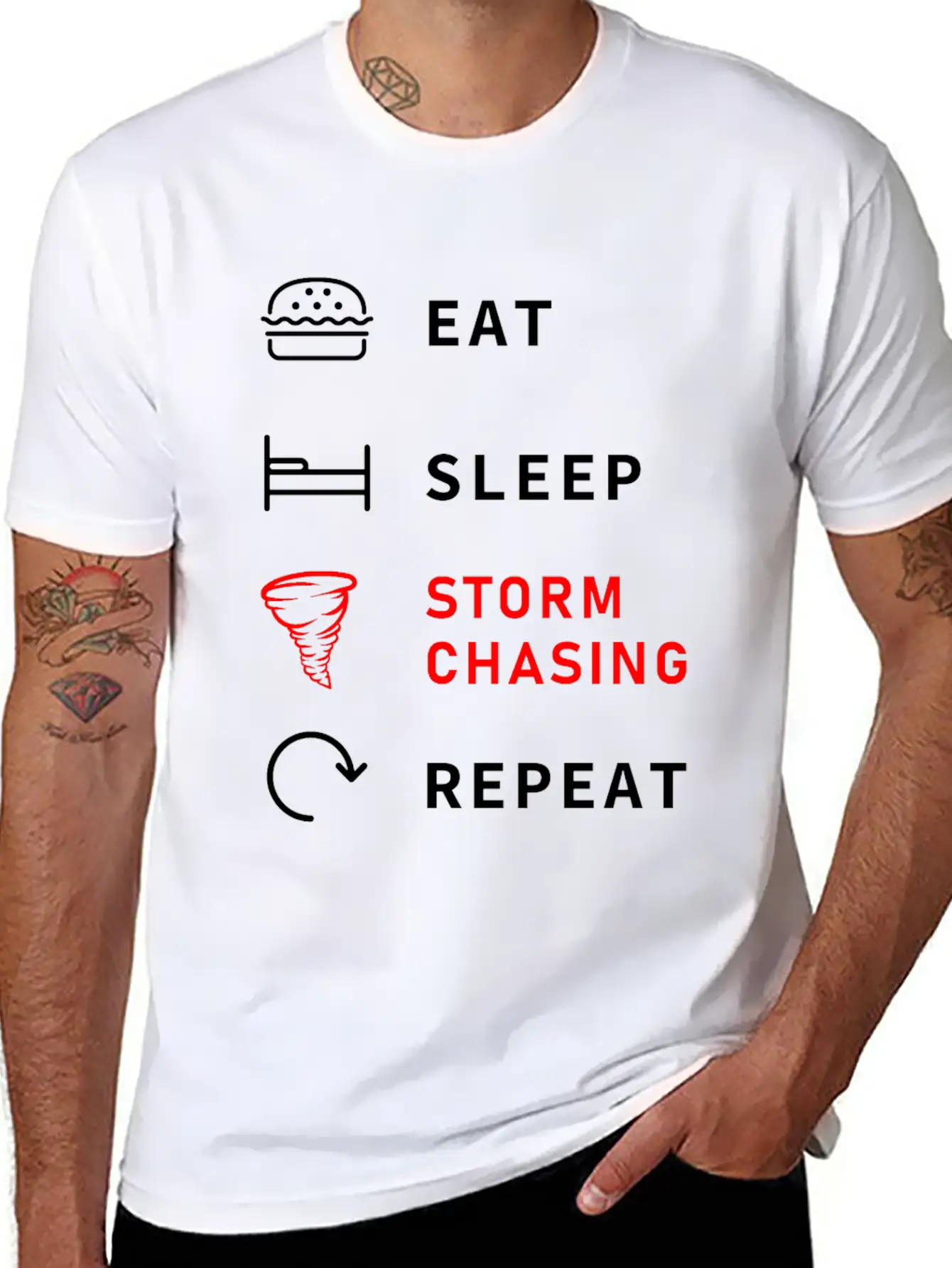 Eat Sleep Storm Chasing Repeat Tornado Stylish Everyday T-Shirt – Unisex Basic Cotton Tee