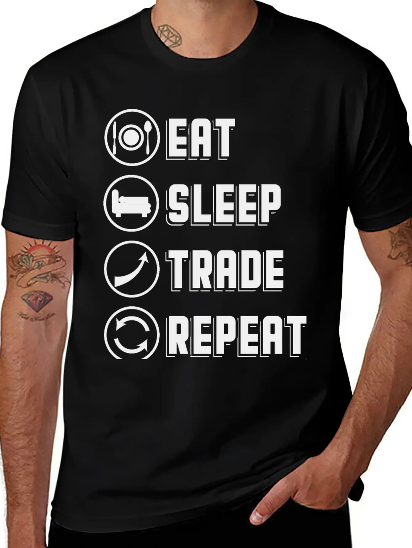 Eat Sleep Trade Repeat Daytrader Stock Market Basic Graphic T-Shirt – Daily Comfort In Soft Cotton