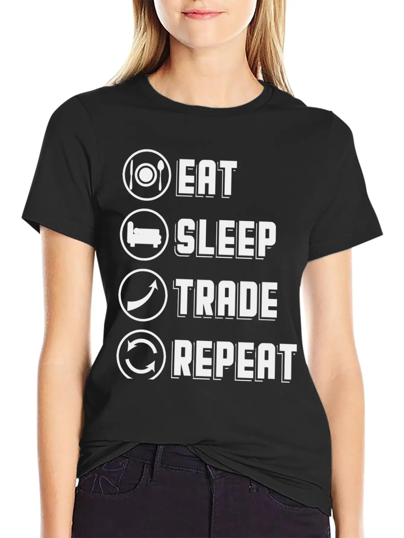 Eat Sleep Trade Repeat Daytrader Stock Market Basic Graphic T-Shirt – Daily Comfort In Soft Cotton