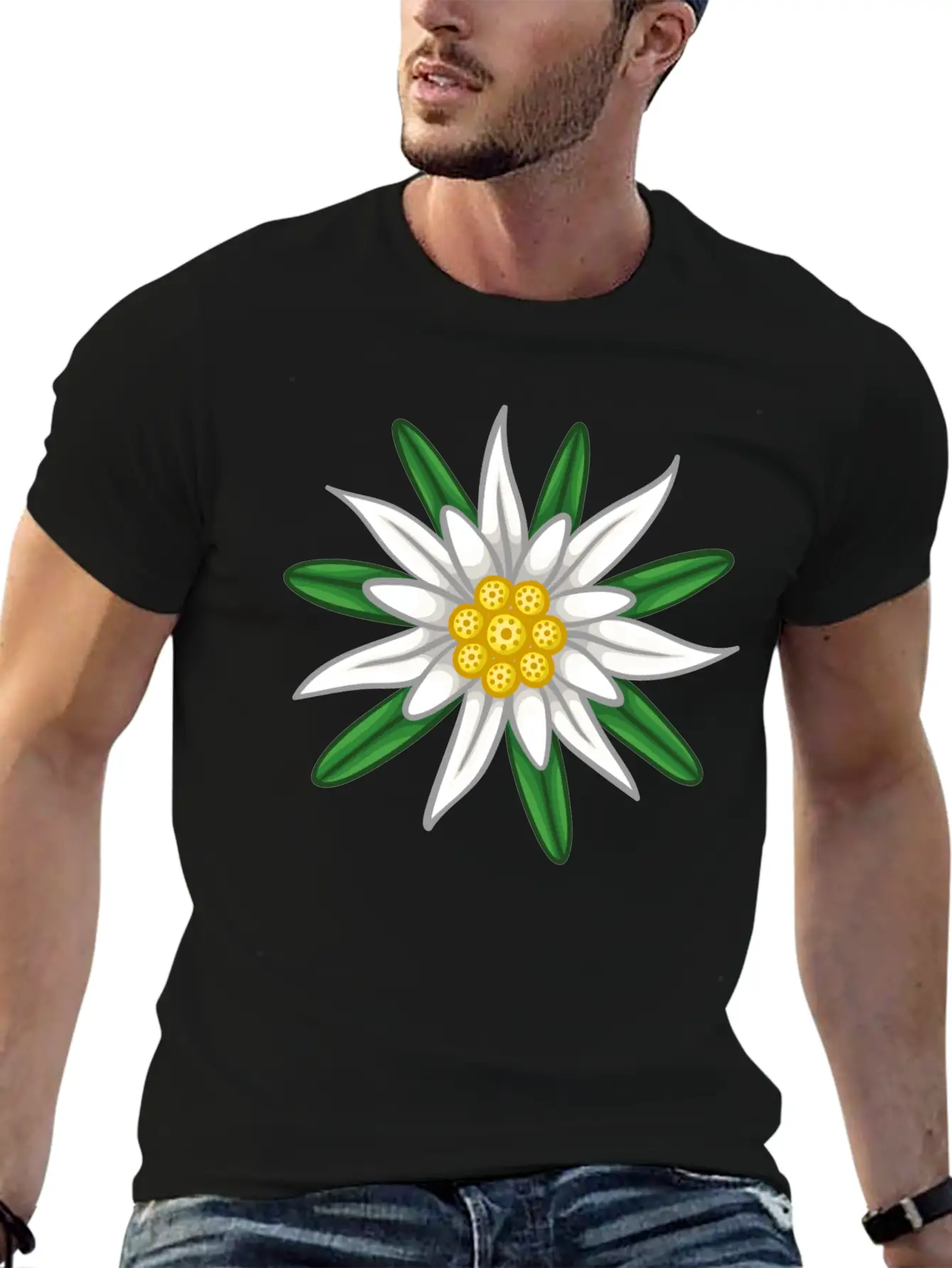 Edelweiss Flower Petals Simple Everyday Graphic Tee – Lightweight Summer Wear