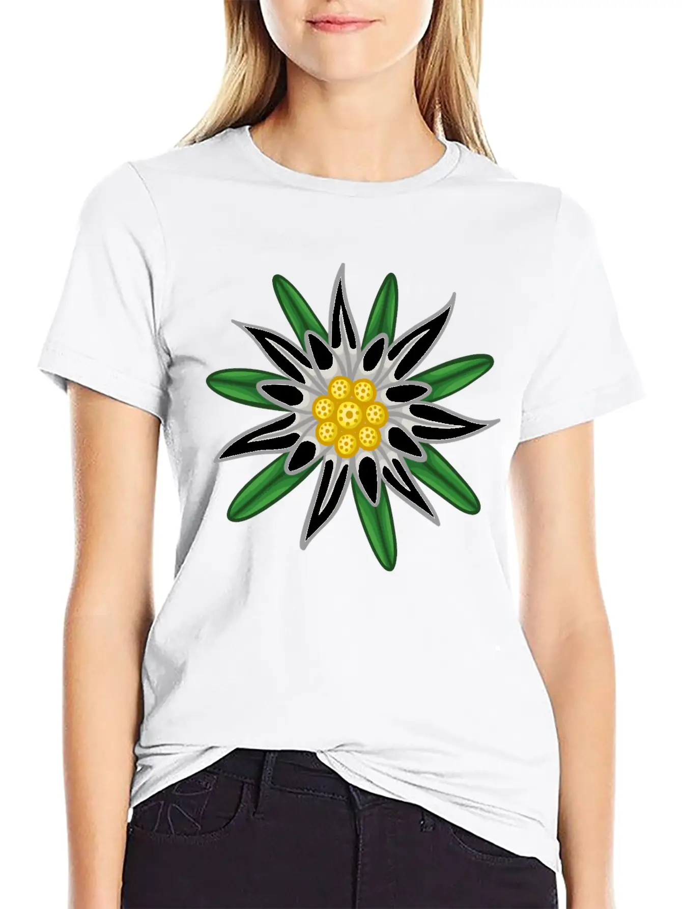 Edelweiss Flower Petals Simple Everyday Graphic Tee – Lightweight Summer Wear