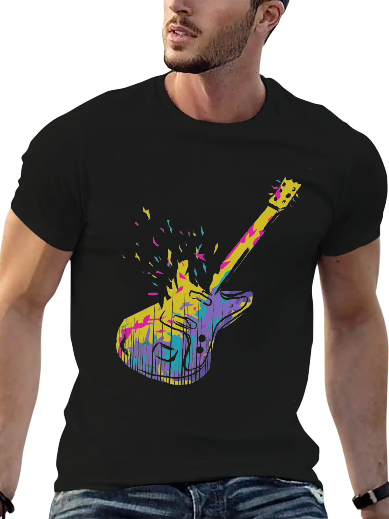 Electric Acoustic Classical Guitar Stylish Everyday T-Shirt – Unisex Basic Cotton Tee