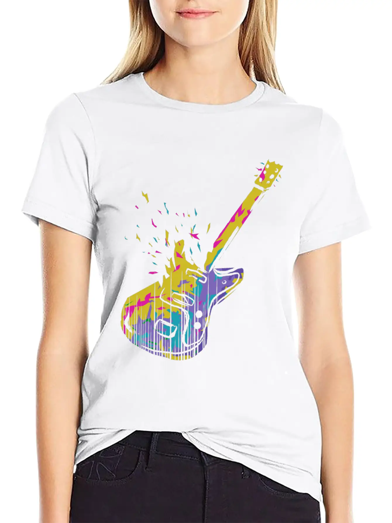 Electric Acoustic Classical Guitar Stylish Everyday T-Shirt – Unisex Basic Cotton Tee