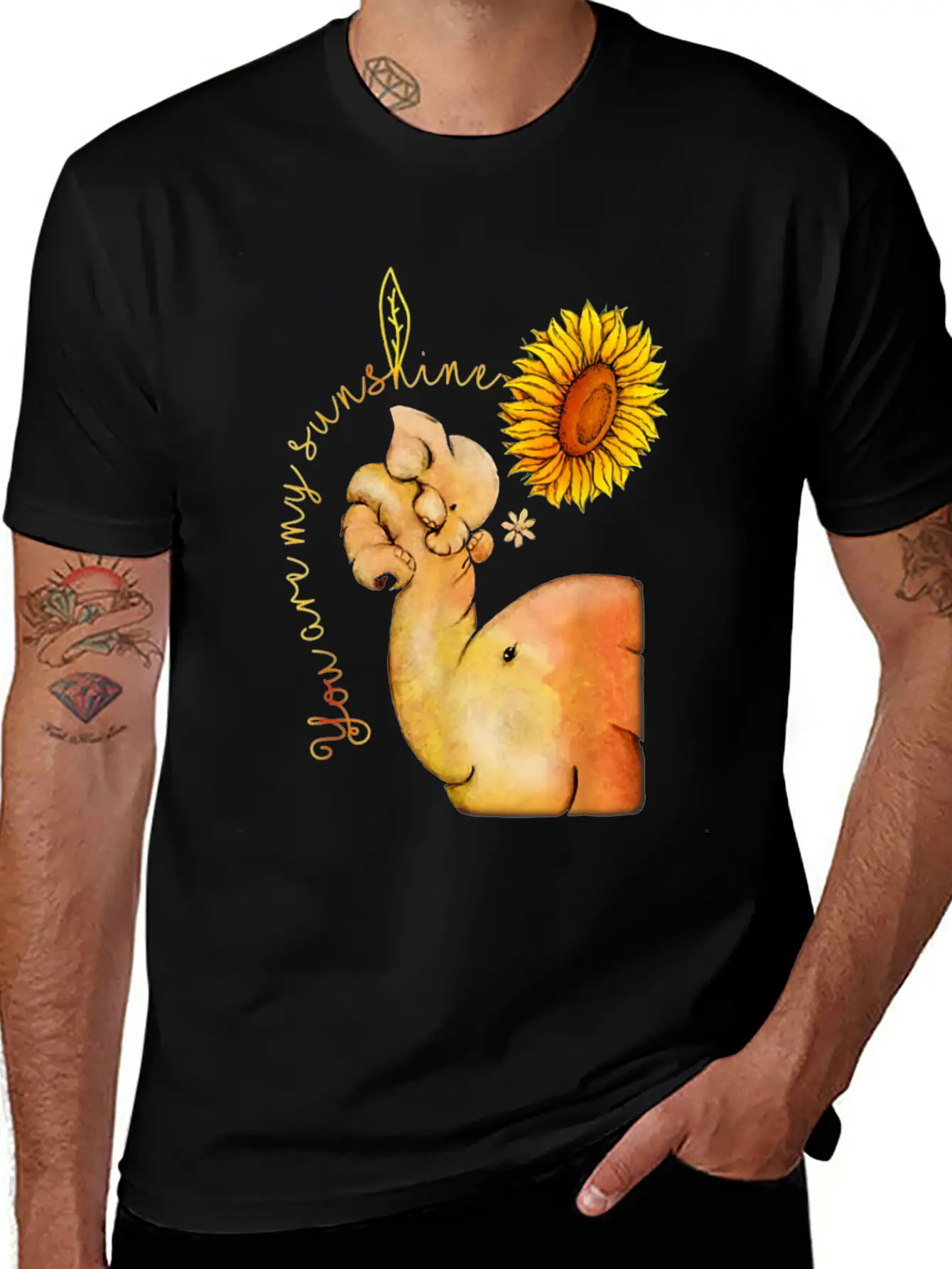 Elephants Sunflower Shirt Elephant Lover Breathable Graphic T-Shirt – Perfect For Casual Days