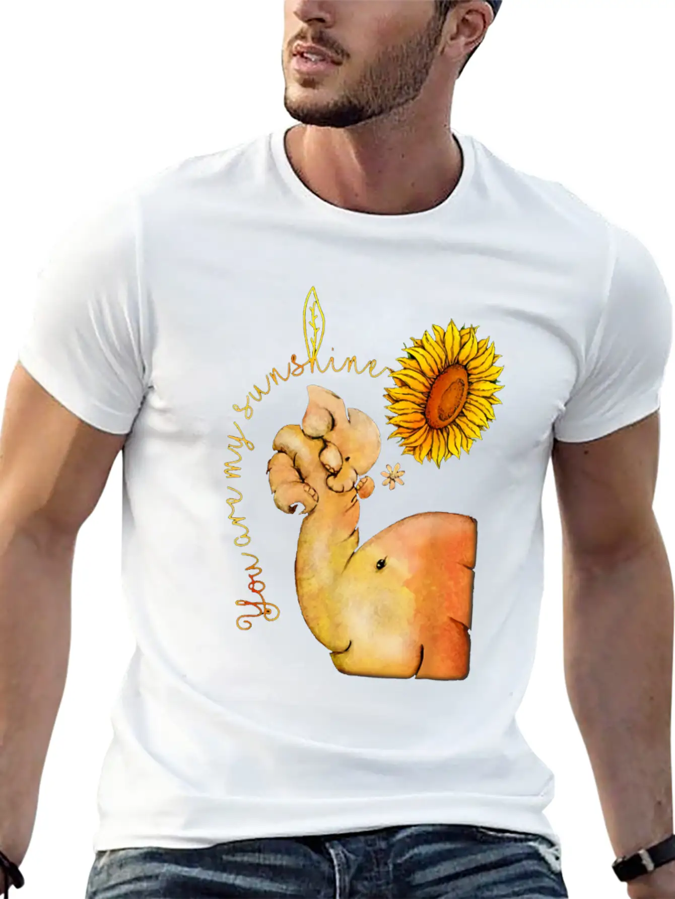 Elephants Sunflower Shirt Elephant Lover Breathable Graphic T-Shirt – Perfect For Casual Days
