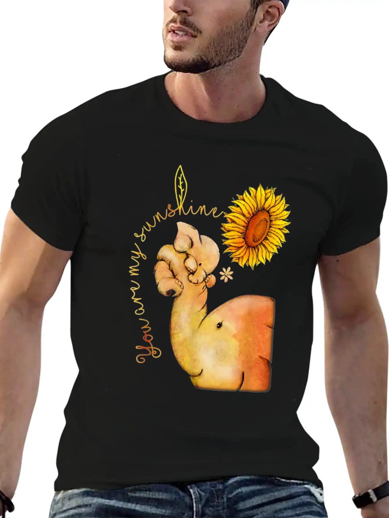 Elephants Sunflower Shirt Elephant Lover Breathable Graphic T-Shirt – Perfect For Casual Days