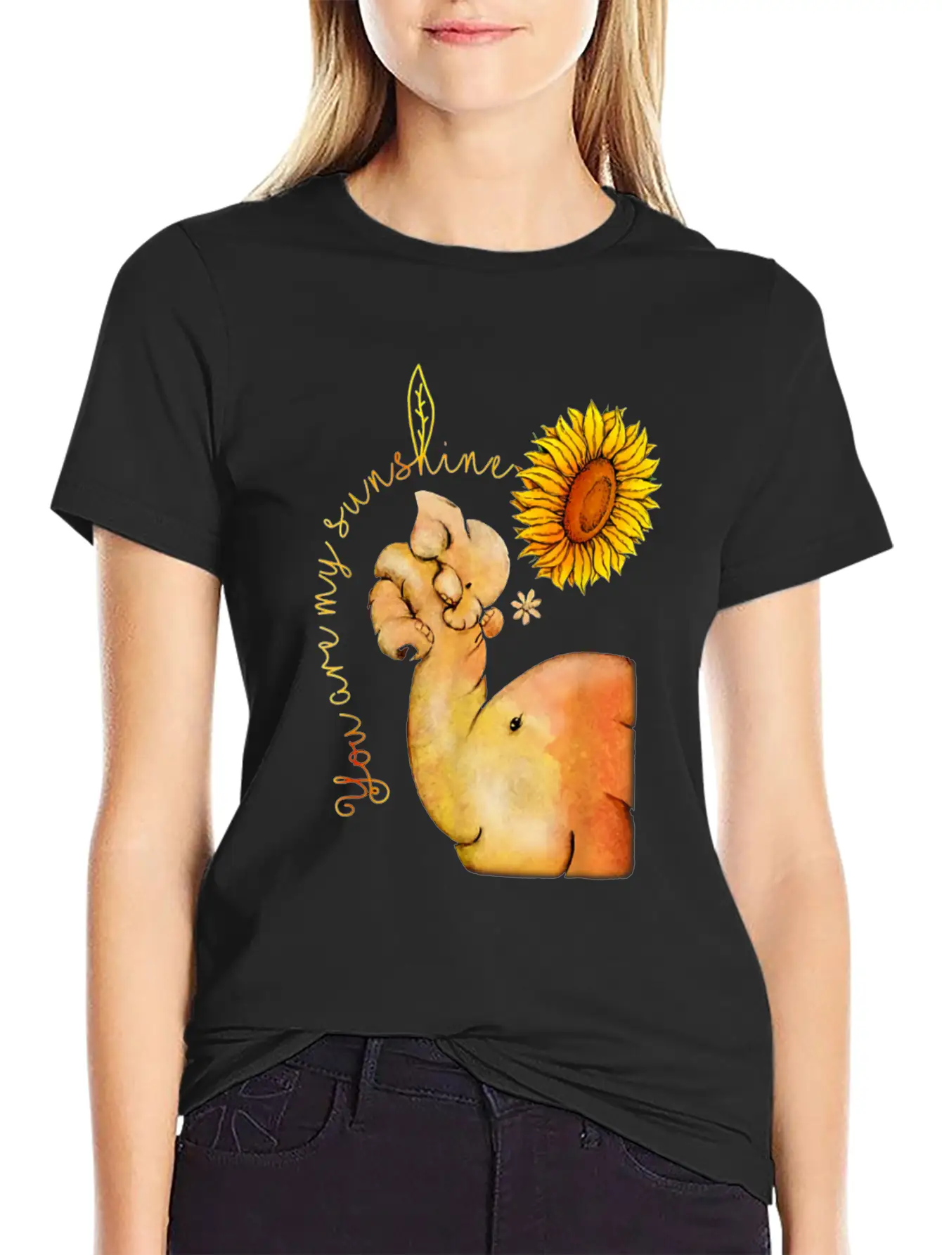 Elephants Sunflower Shirt Elephant Lover Breathable Graphic T-Shirt – Perfect For Casual Days