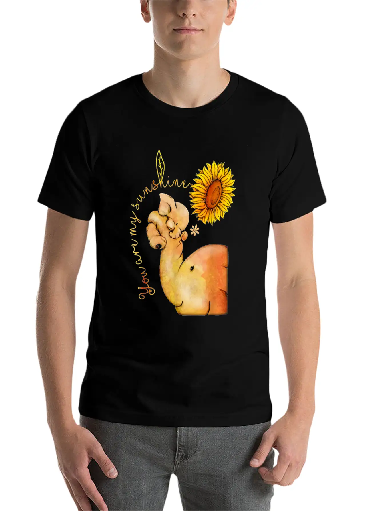 Elephants Sunflower Shirt Elephant Lover Breathable Graphic T-Shirt – Perfect For Casual Days