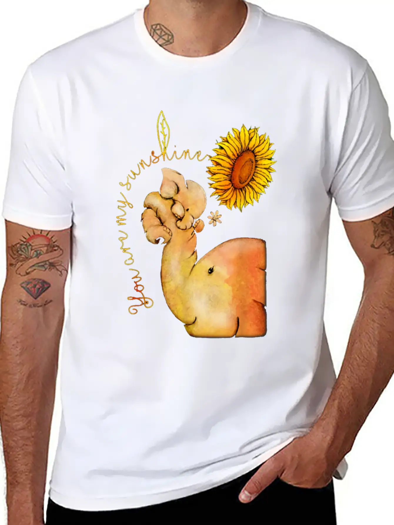 Elephants Sunflower Shirt Elephant Lover Breathable Graphic T-Shirt – Perfect For Casual Days