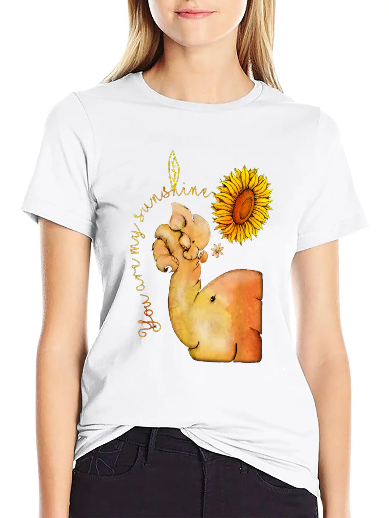 Elephants Sunflower Shirt Elephant Lover Breathable Graphic T-Shirt – Perfect For Casual Days