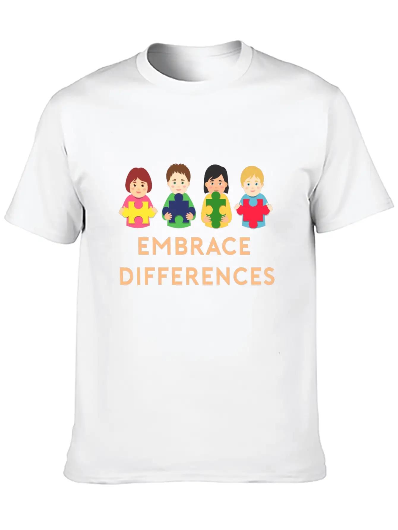 Embrace Differences Autism Gift Stylish Everyday T-Shirt – Unisex Basic Cotton Tee