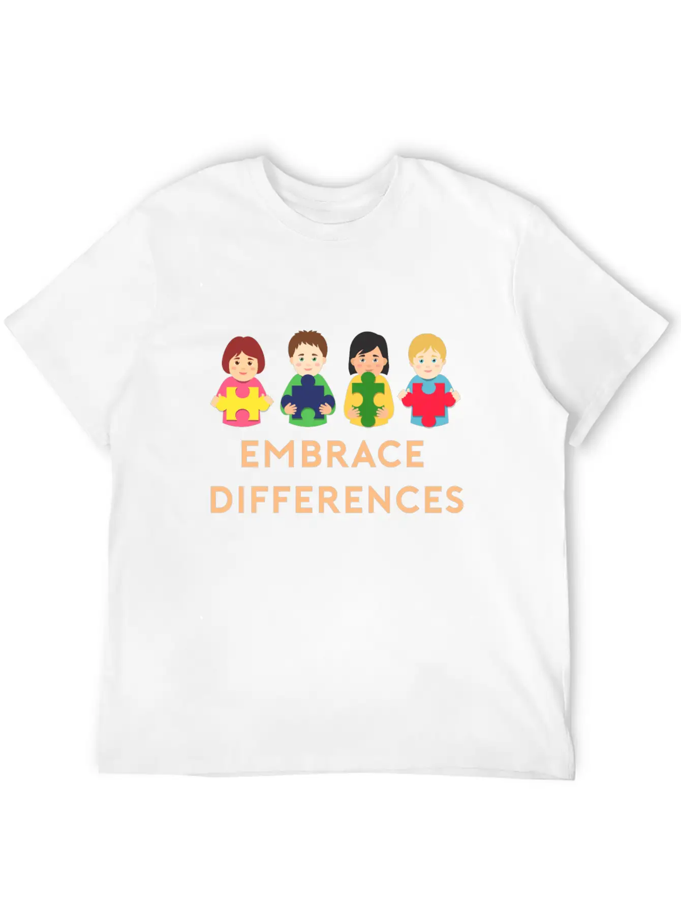 Embrace Differences Autism Gift Stylish Everyday T-Shirt – Unisex Basic Cotton Tee