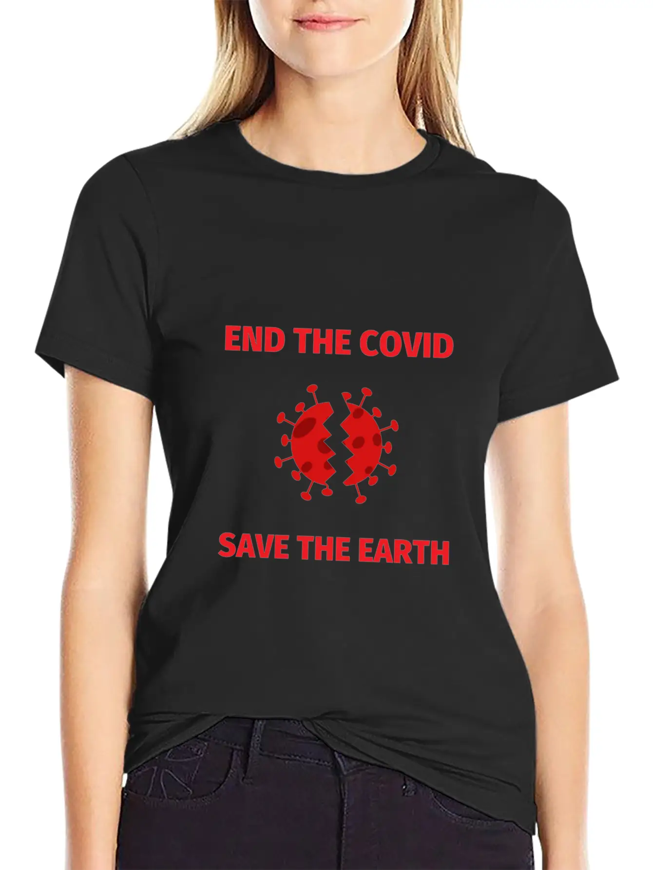 End The Covid Save The Earth Basic Graphic T-Shirt – Daily Comfort In Soft Cotton