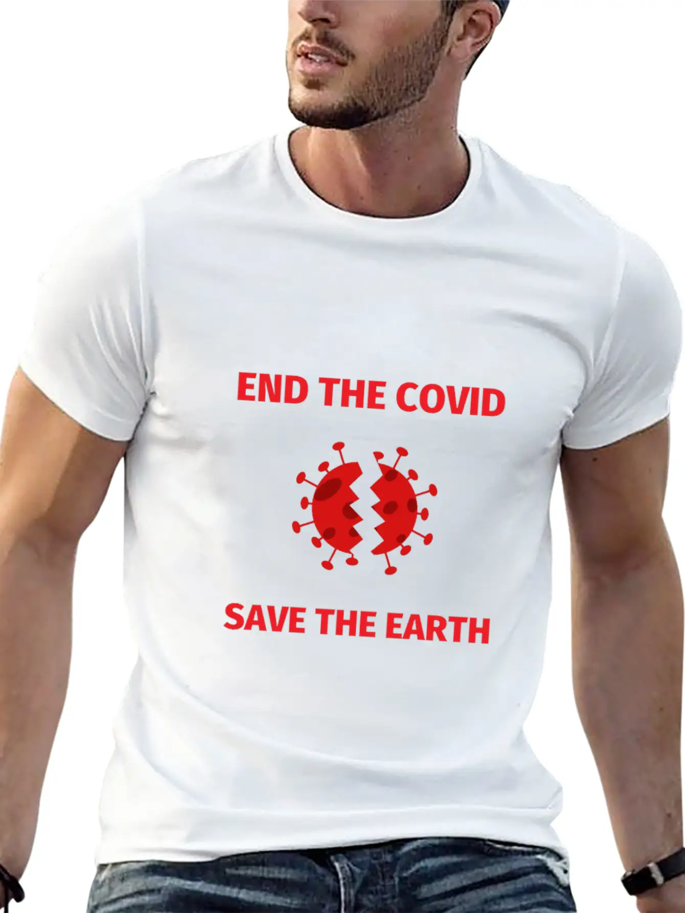End The Covid Save The Earth Basic Graphic T-Shirt – Daily Comfort In Soft Cotton