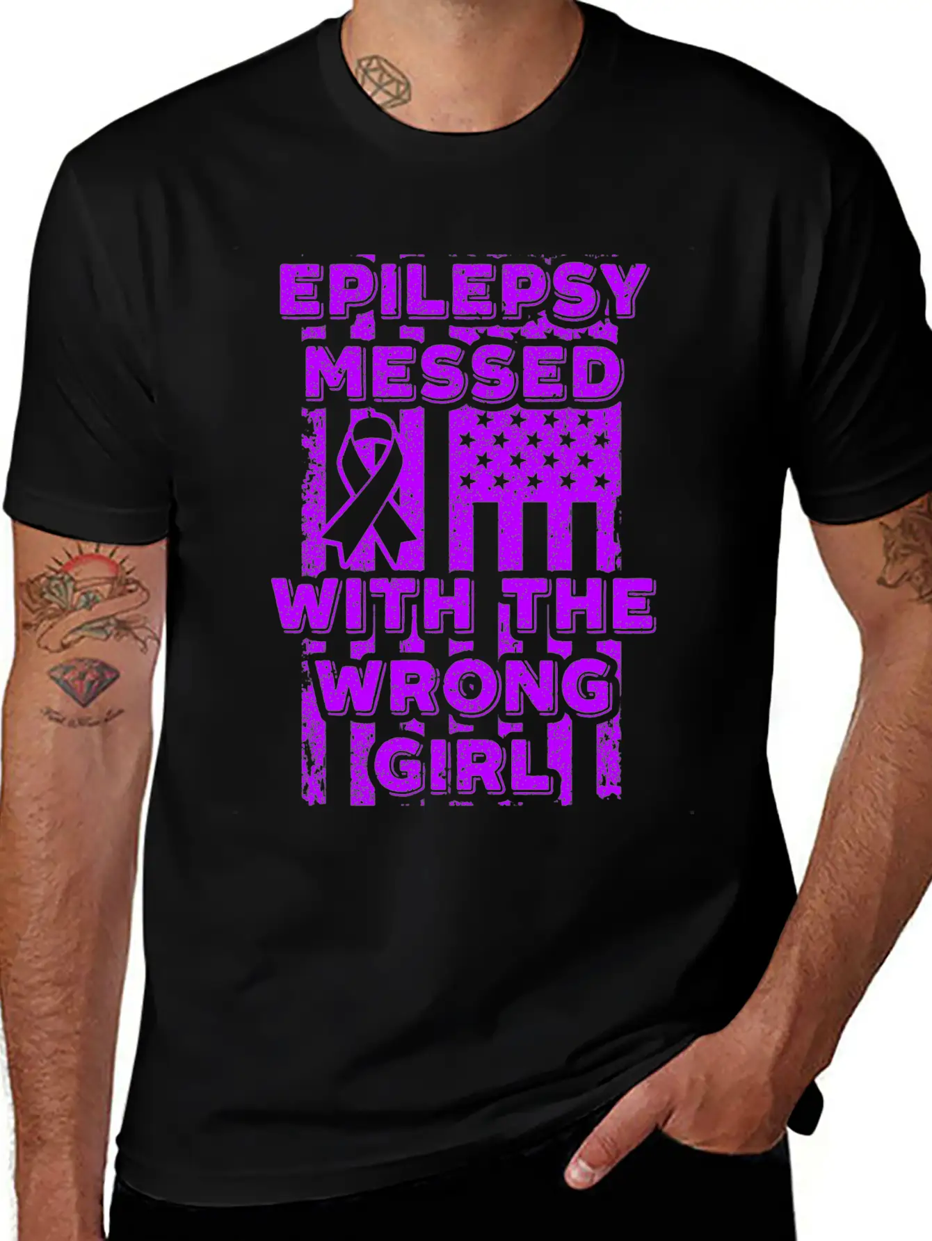 Epilepsy Messed With The Wrong Girl USA Flag Essential Cotton Tee For Daily Outfits – Unisex Style