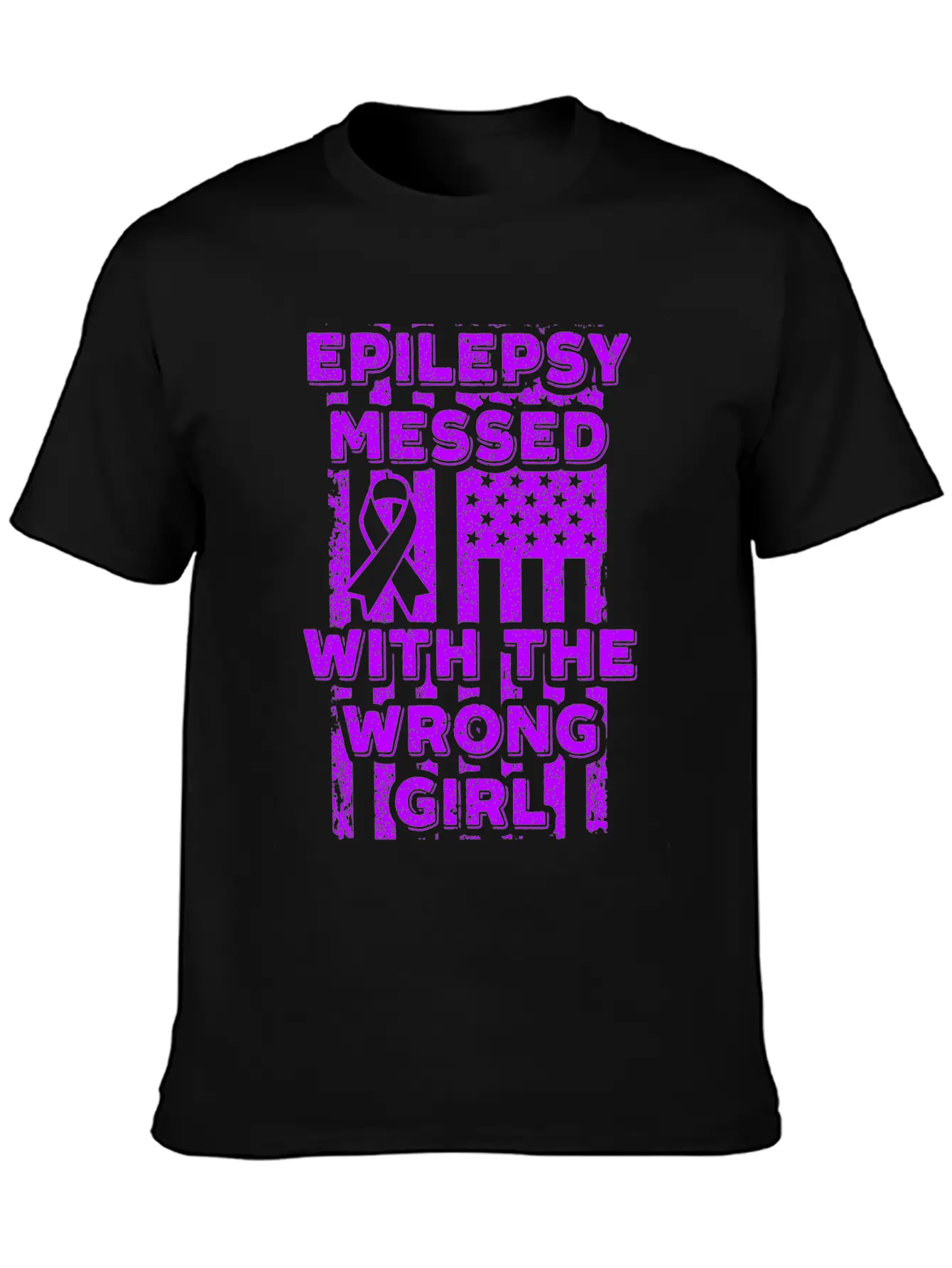 Epilepsy Messed With The Wrong Girl USA Flag Essential Cotton Tee For Daily Outfits – Unisex Style