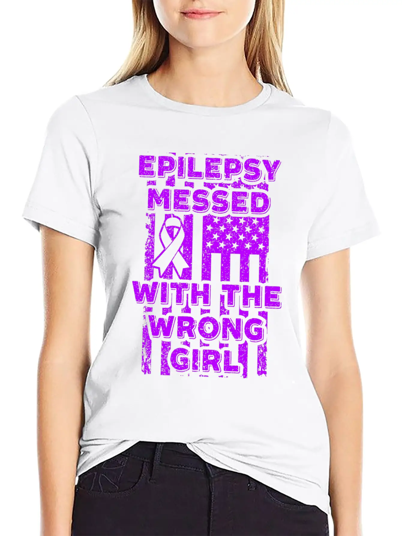 Epilepsy Messed With The Wrong Girl USA Flag Essential Cotton Tee For Daily Outfits – Unisex Style
