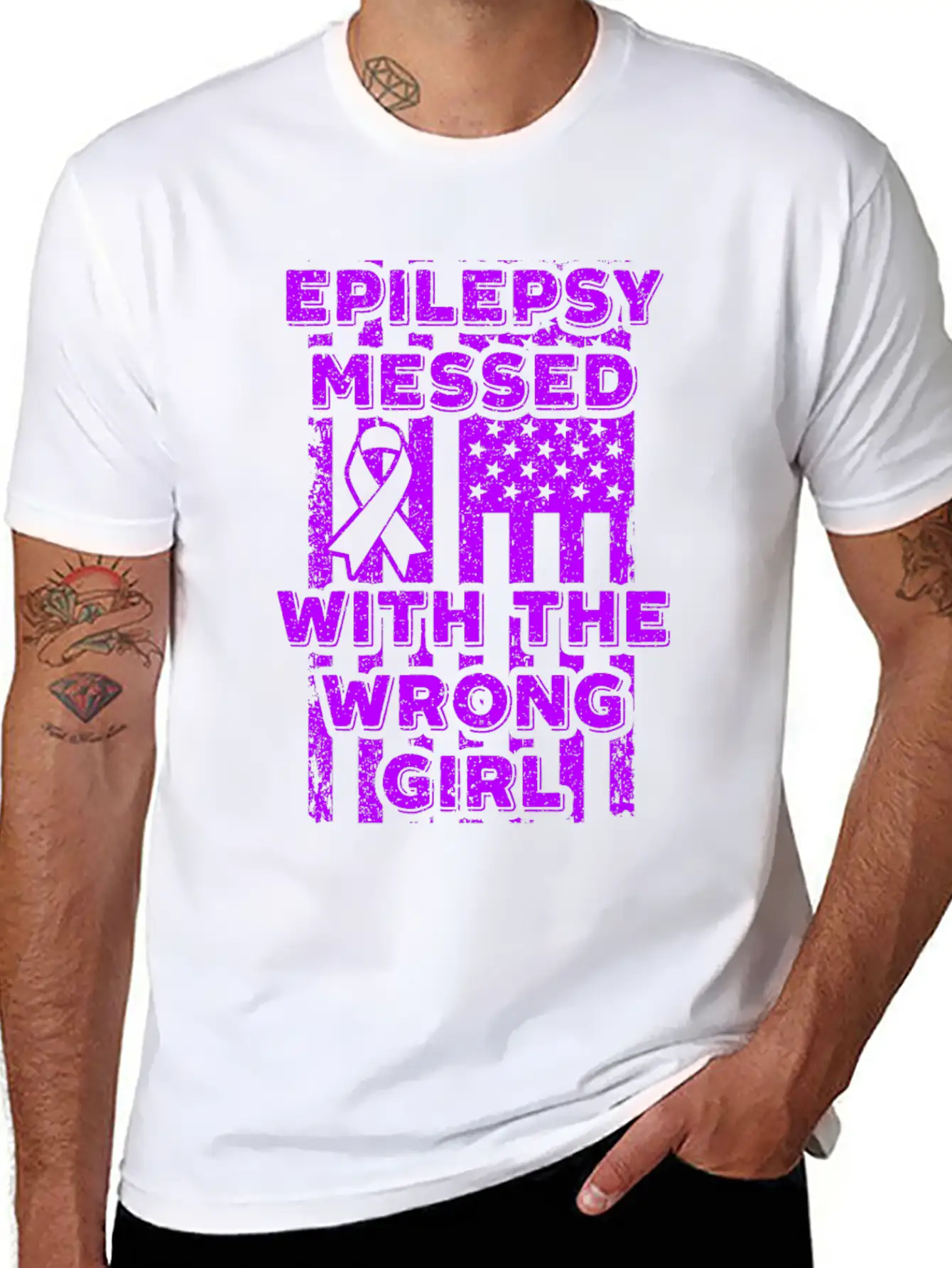 Epilepsy Messed With The Wrong Girl USA Flag Essential Cotton Tee For Daily Outfits – Unisex Style