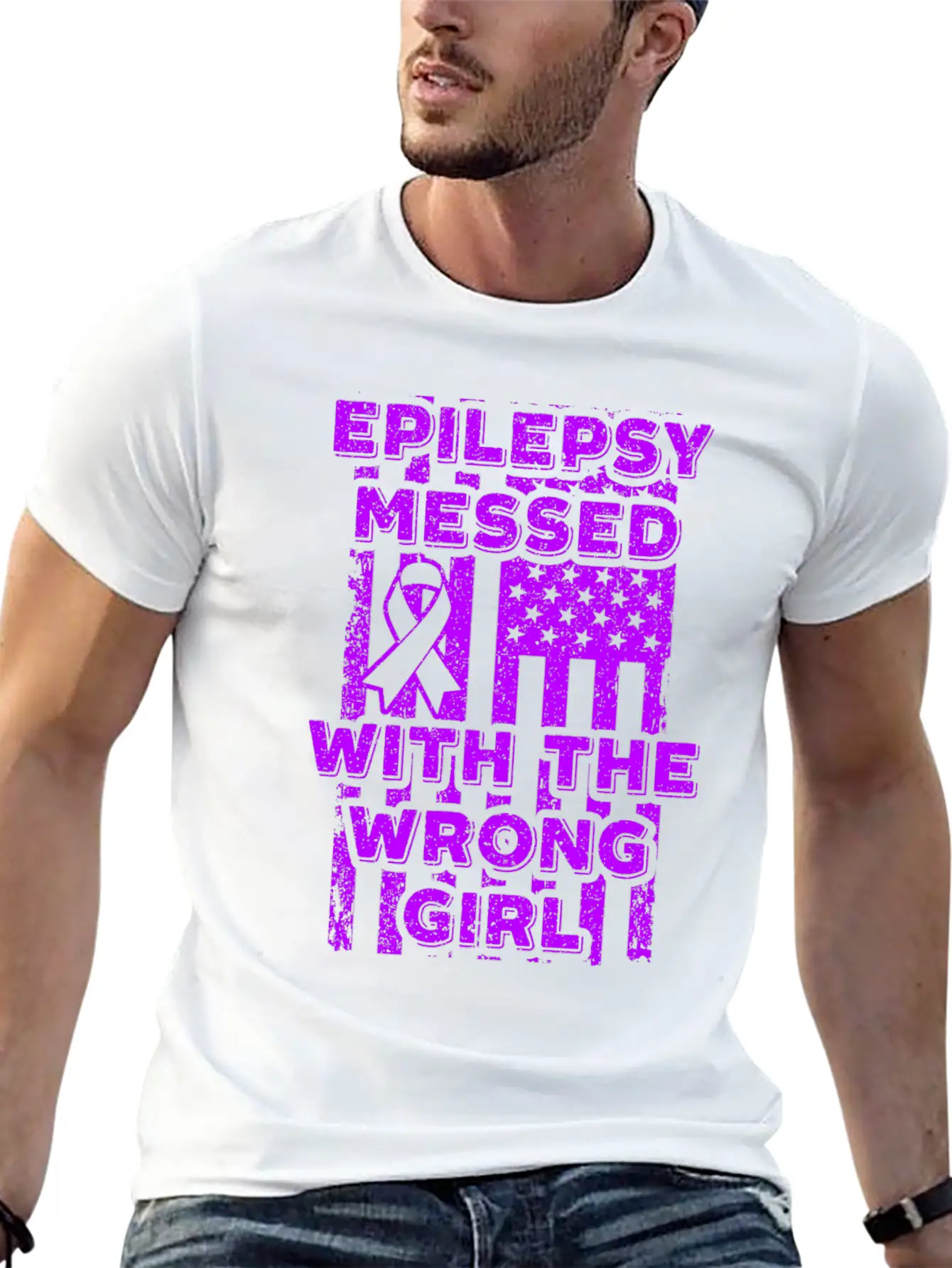 Epilepsy Messed With The Wrong Girl USA Flag Essential Cotton Tee For Daily Outfits – Unisex Style