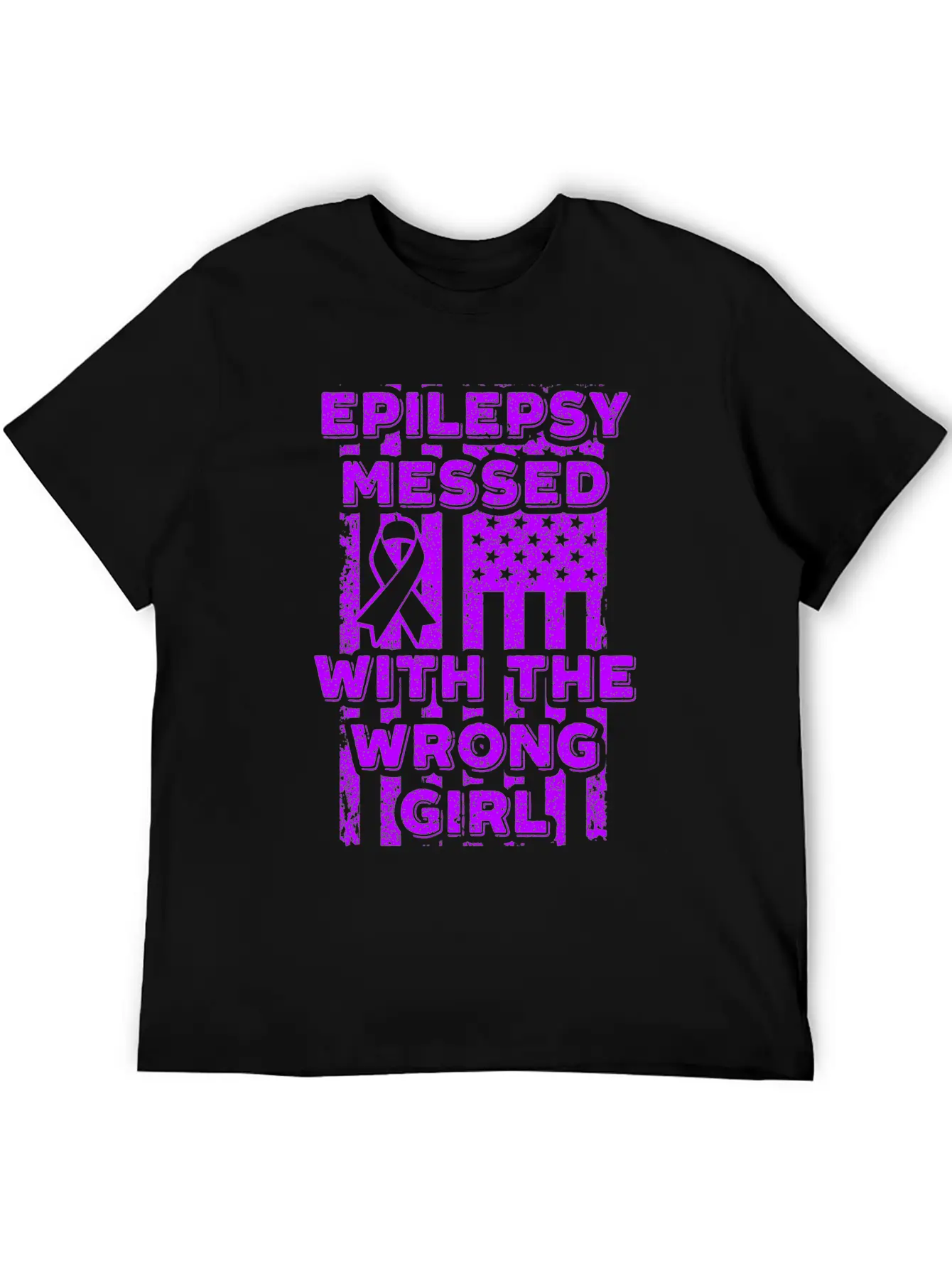 Epilepsy Messed With The Wrong Girl USA Flag Essential Cotton Tee For Daily Outfits – Unisex Style