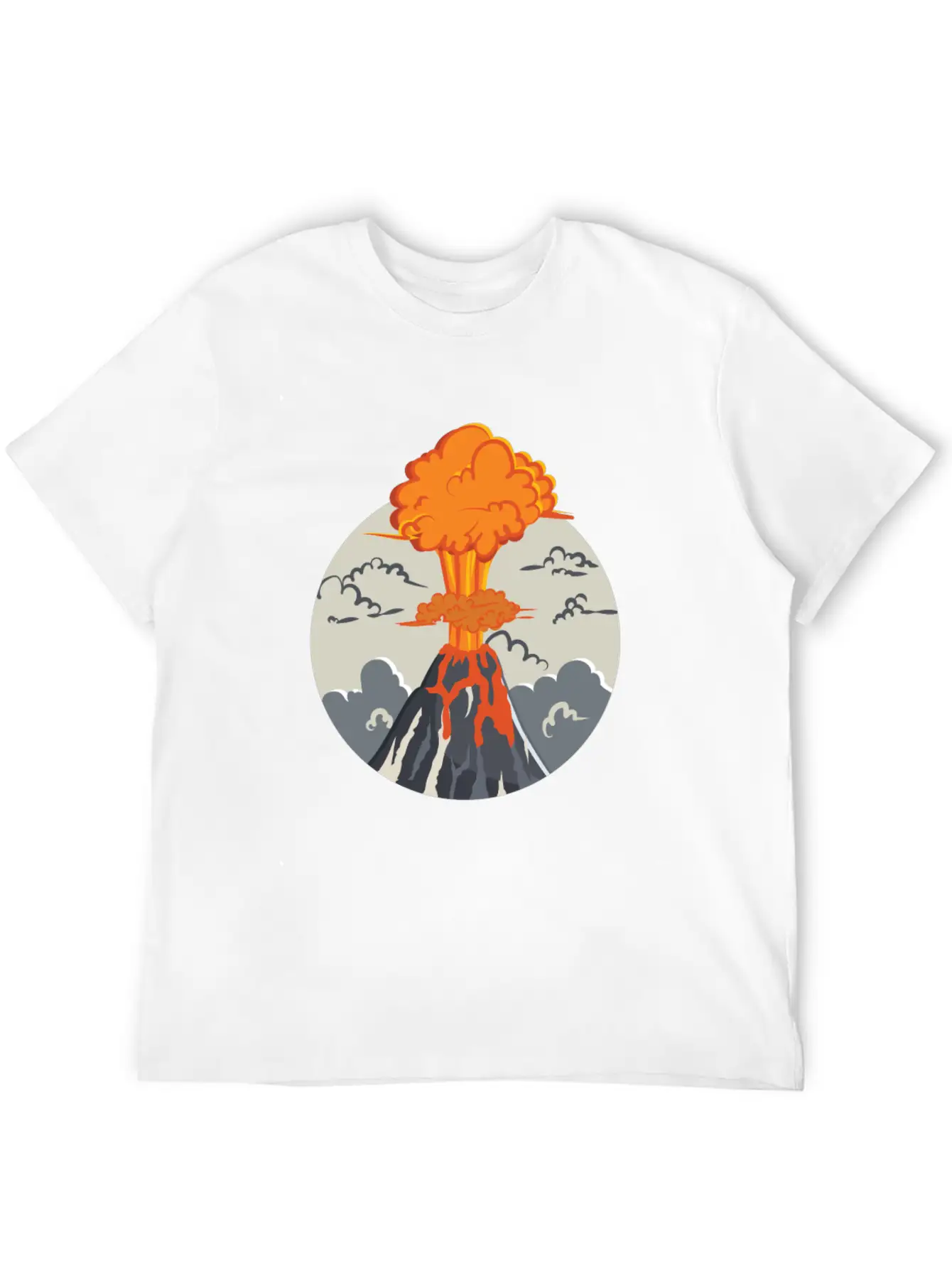 Erupting Volcano Basic Graphic T-Shirt – Daily Comfort In Soft Cotton