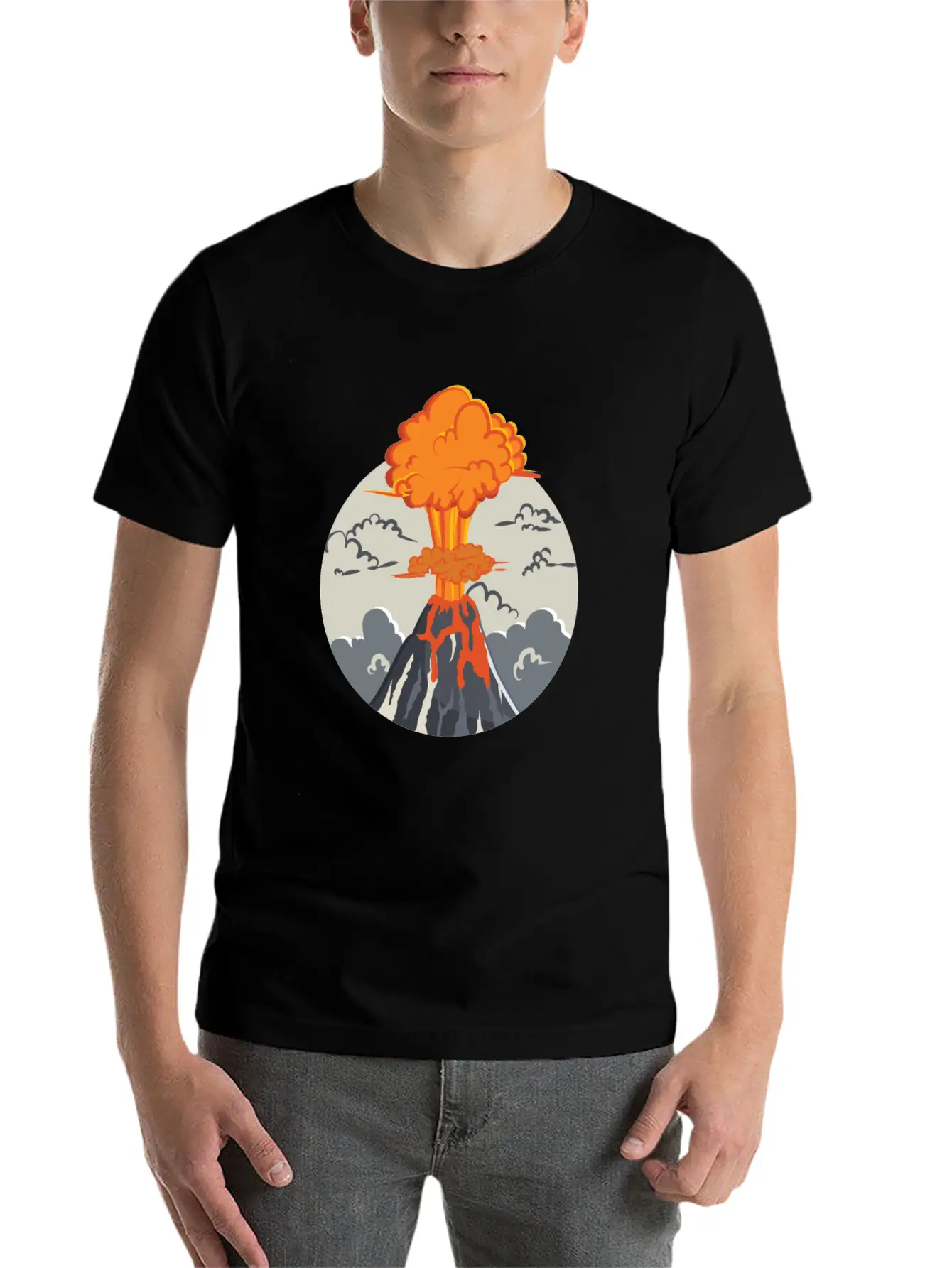 Erupting Volcano Basic Graphic T-Shirt – Daily Comfort In Soft Cotton