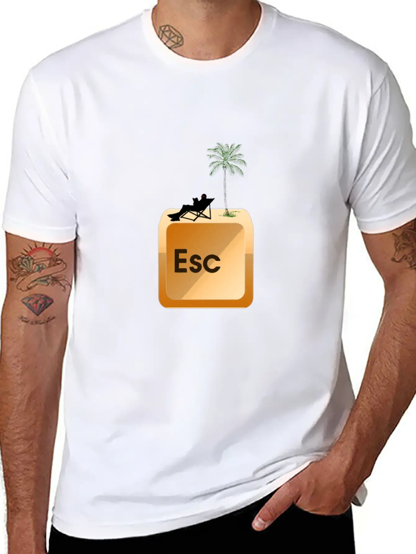 ESC Button Escape Keyboard IT Admin Nerd Gift Stylish Everyday T-Shirt – Unisex Basic Cotton Tee
