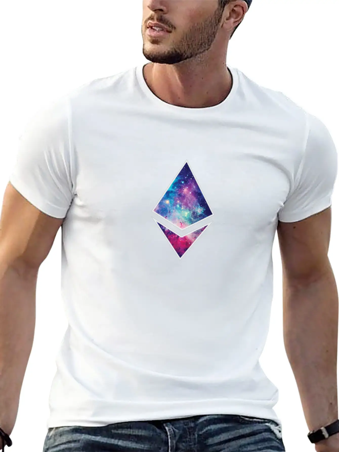 Ethereum Galaxy To The Moon Basic Graphic T-Shirt – Daily Comfort In Soft Cotton