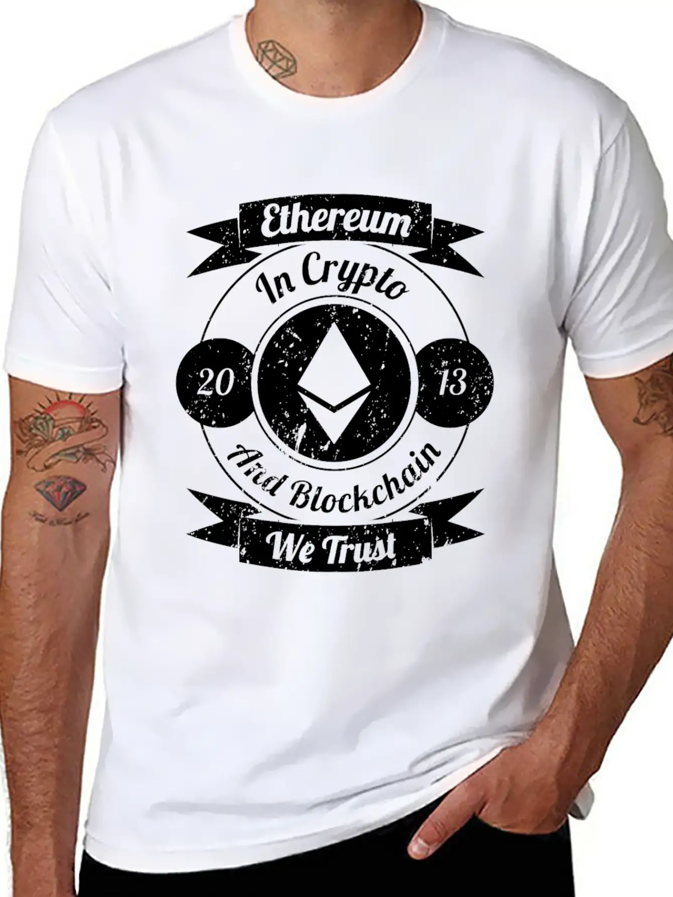 Ethereum - In Crypto And Blockchain We Trust Basic Graphic T-Shirt – Daily Comfort In Soft Cotton