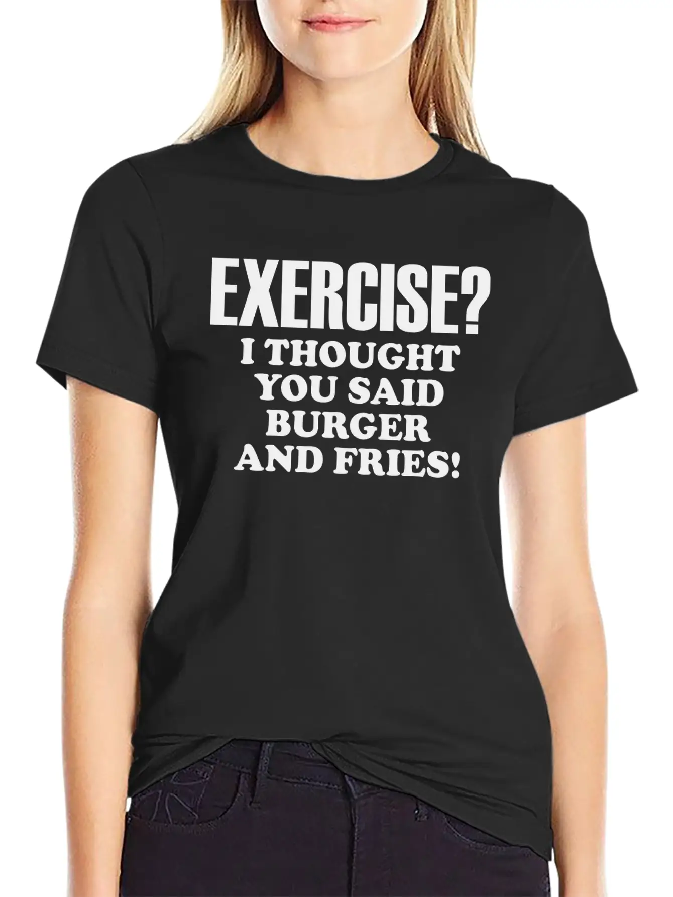 Exercise Burger And Fries Basic Graphic T-Shirt – Daily Comfort In Soft Cotton