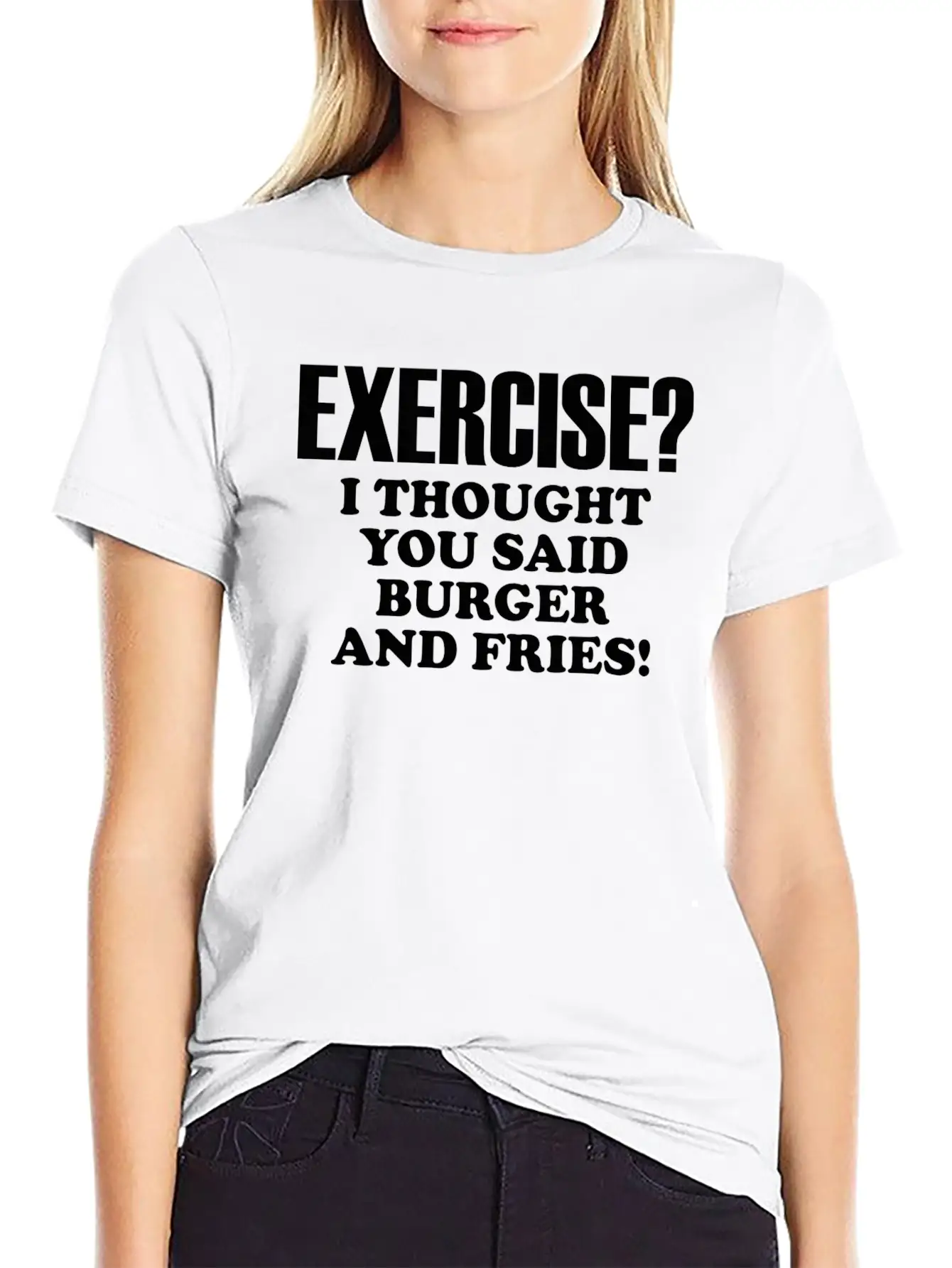Exercise Burger And Fries Basic Graphic T-Shirt – Daily Comfort In Soft Cotton