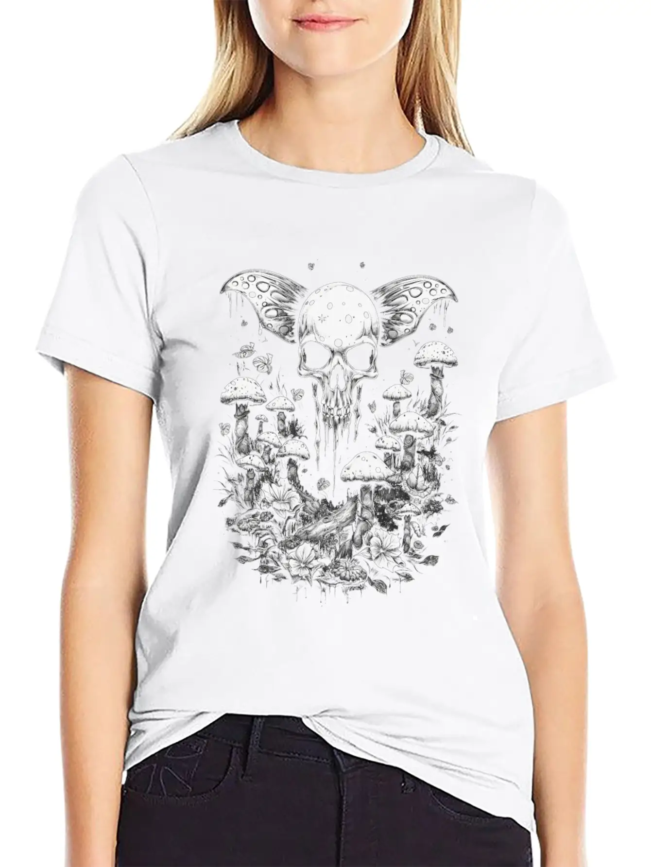 Fairy Grunge Totenkopf Aestethic Fairycore Gothik Basic Graphic T-Shirt – Daily Comfort In Soft Cotton