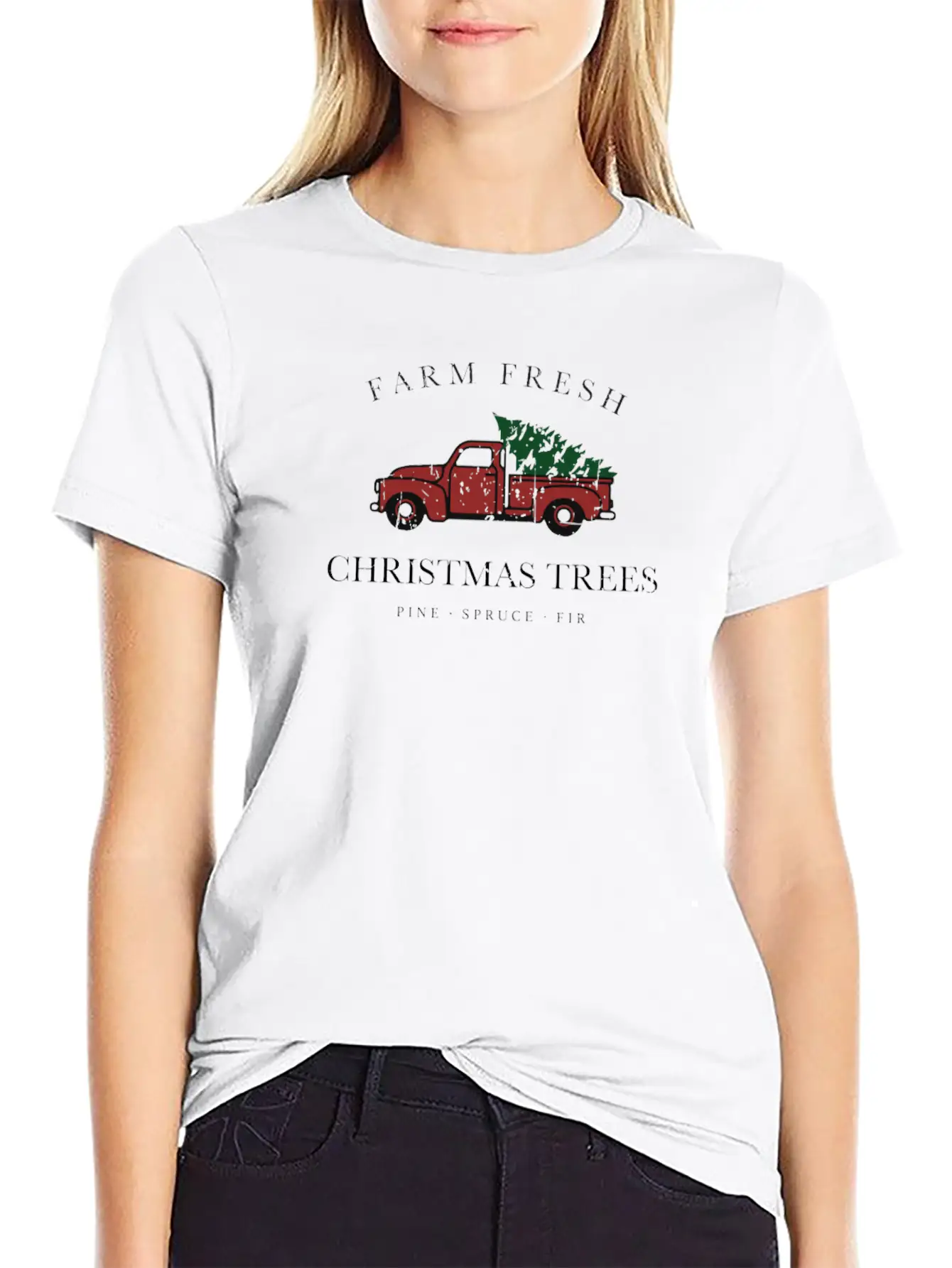 Farm Fresh Trees Vintage Truck Holiday For Christm Stylish Everyday T-Shirt – Unisex Basic Cotton Tee