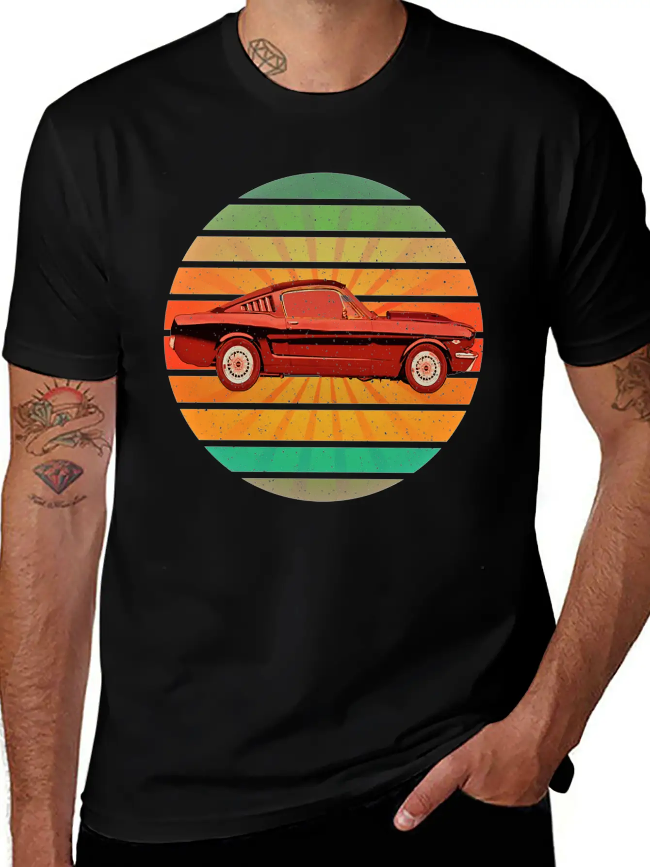 Fastest Car In The World In Summer Retro Sunset Stylish Everyday T-Shirt – Unisex Basic Cotton Tee